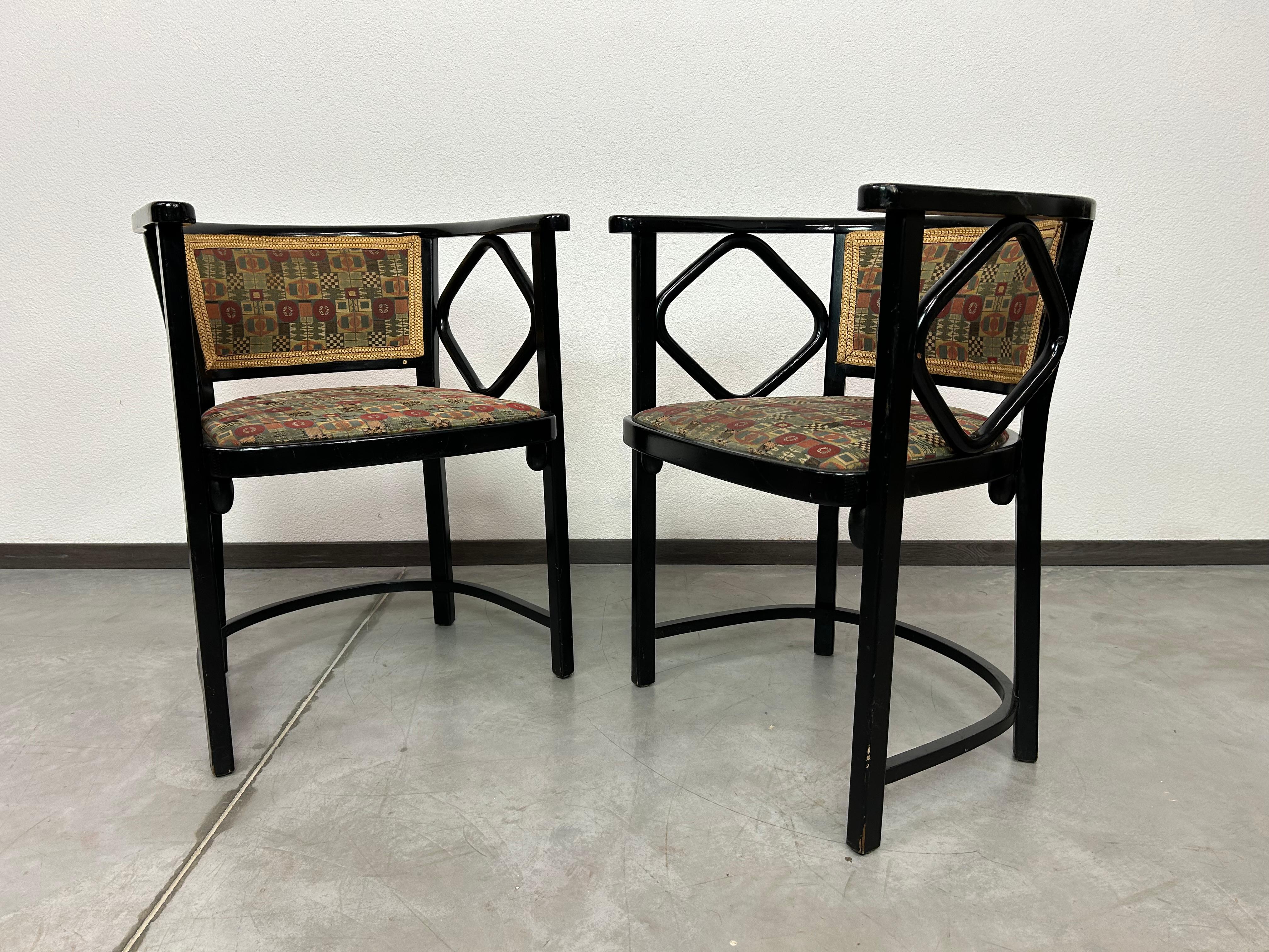Sécession viennoise Ensemble de 4 chaises Fledermaus de Josef Hoffmann pour Thonet en vente