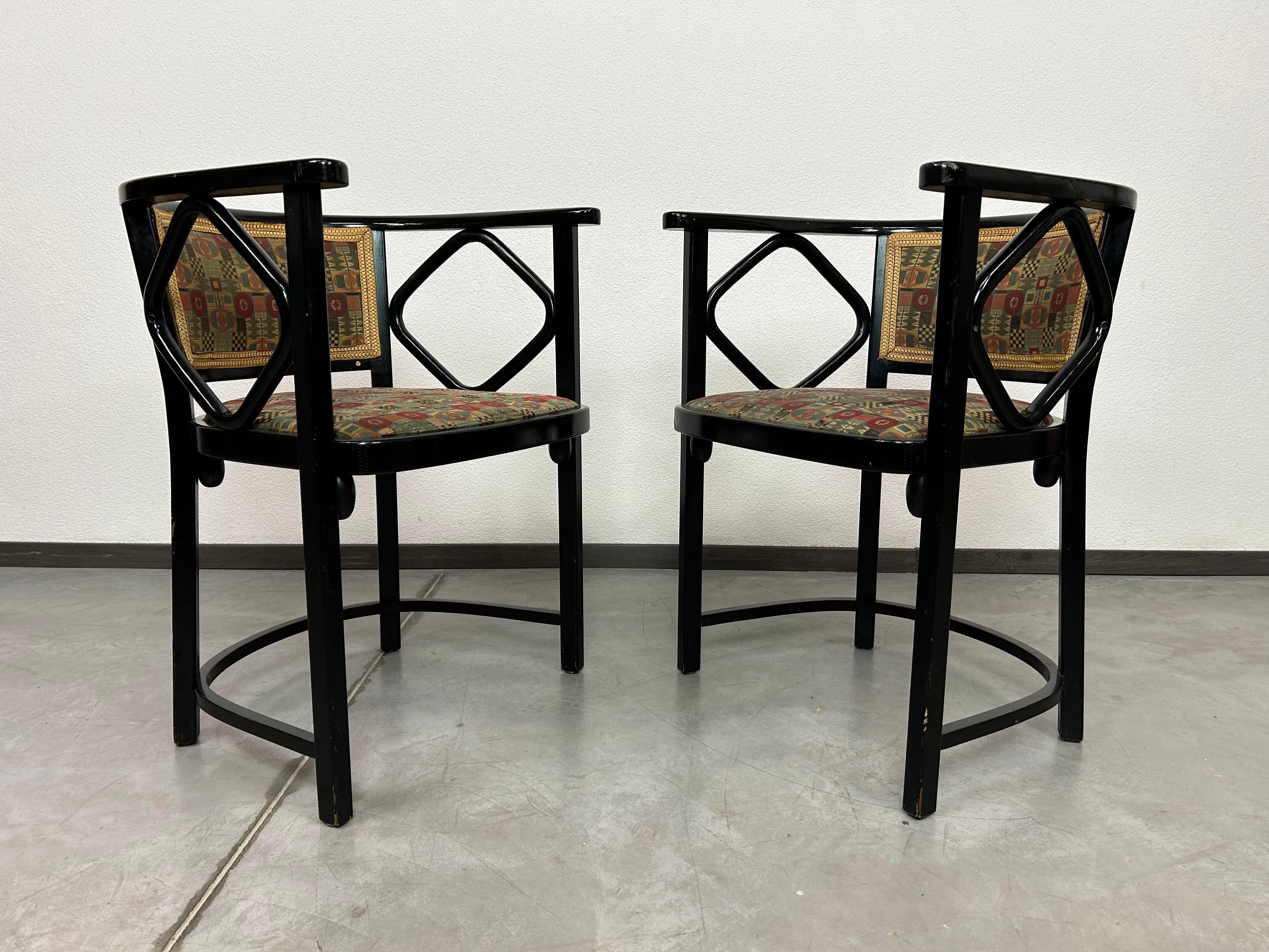 Autrichien Ensemble de 4 chaises Fledermaus de Josef Hoffmann pour Thonet en vente