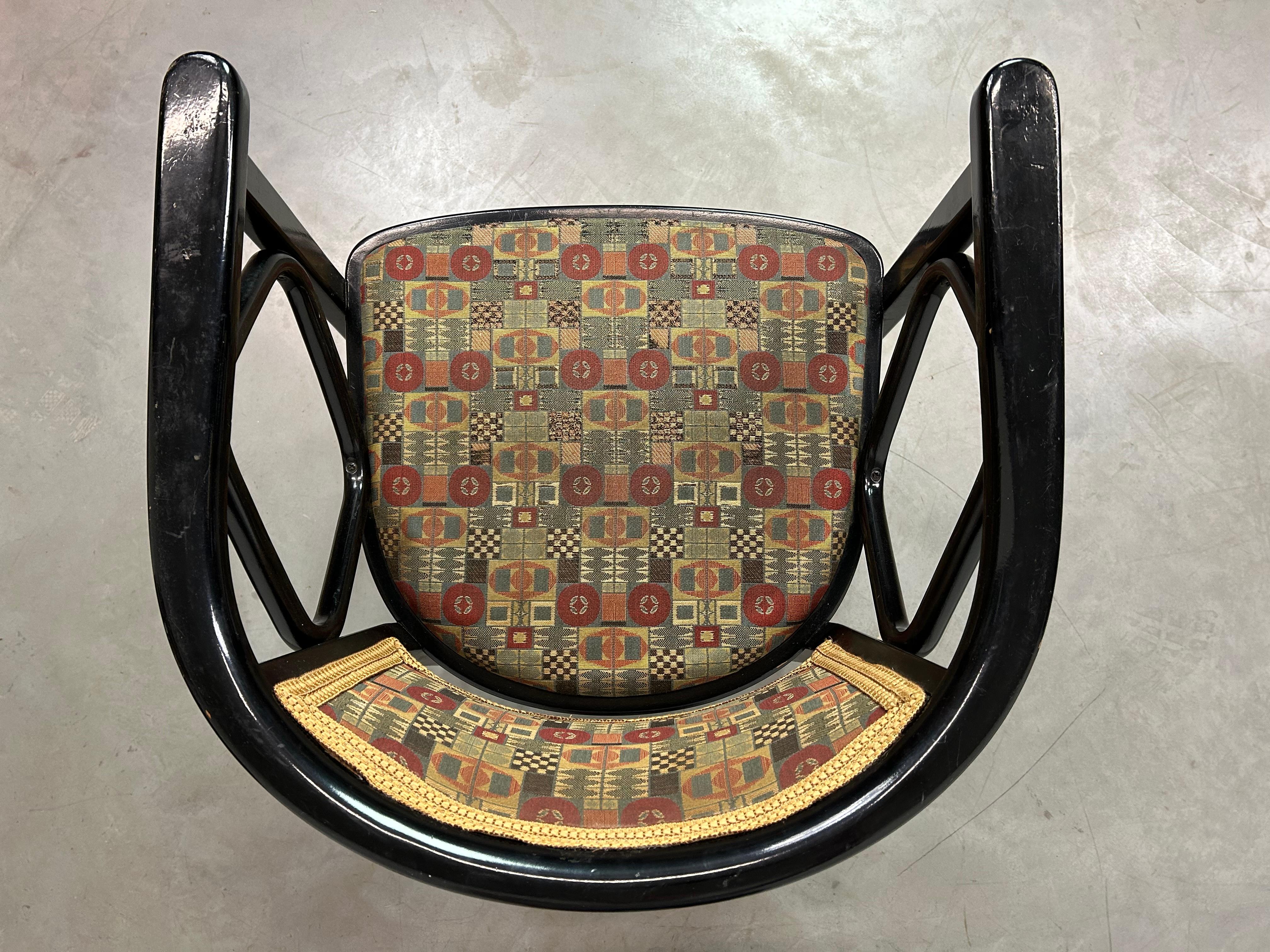 Fabric Set of 4 Fledermaus chairs by Josef Hoffmann For Thonet For Sale