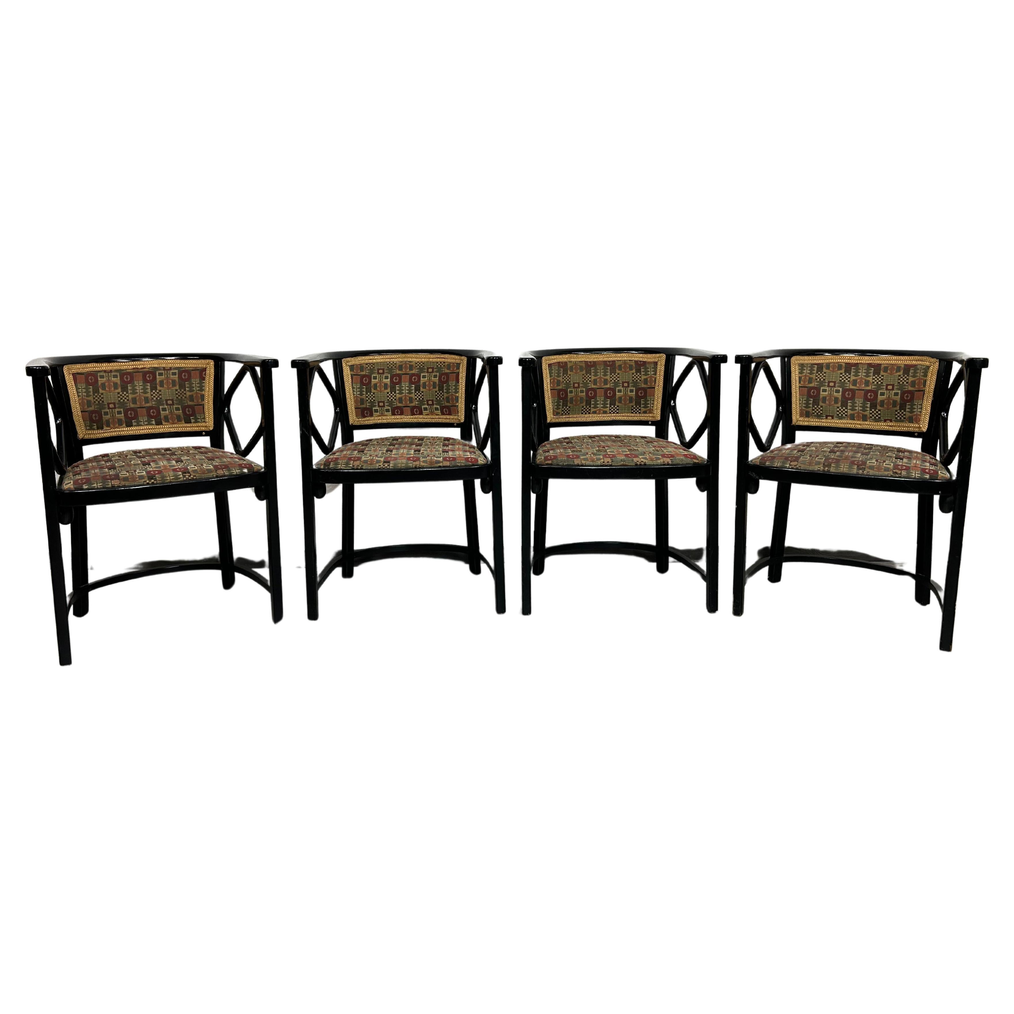 Ensemble de 4 chaises Fledermaus de Josef Hoffmann pour Thonet en vente