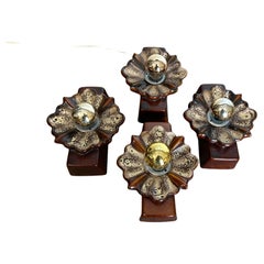 Set of 4 Floral Ceramic Wall Lights by PAN Keramik, Germany, 1970s - West German