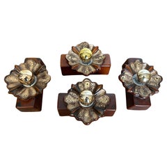 Set di 4 applique floreali in ceramica di PAN Keramik, Germania, anni '70 - Germania occidentale