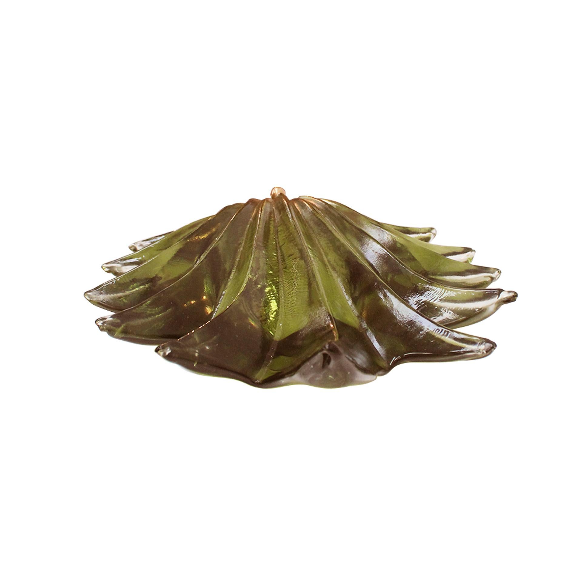 Italiano Set di 4 applique floreali in vetro di Murano in verde, illuminazione italiana in vetro artistico in vendita