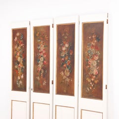 Set aus 4 dekorativen Holztafeln mit Blumenmalerei, um 1930