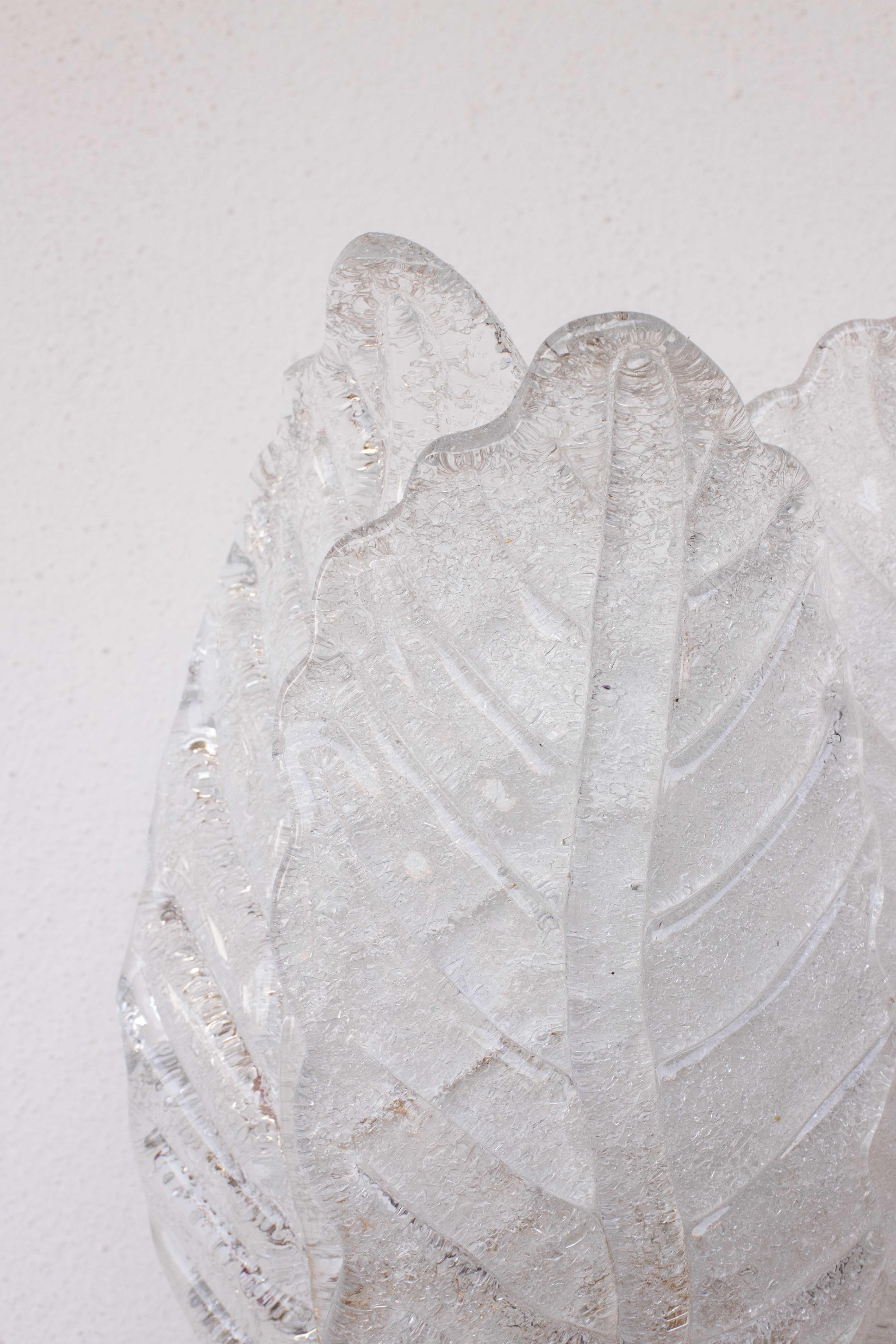 Set di 4 Florence, Elegance Murano Wall Light Foglie trasparenti, 1970 in vendita 2