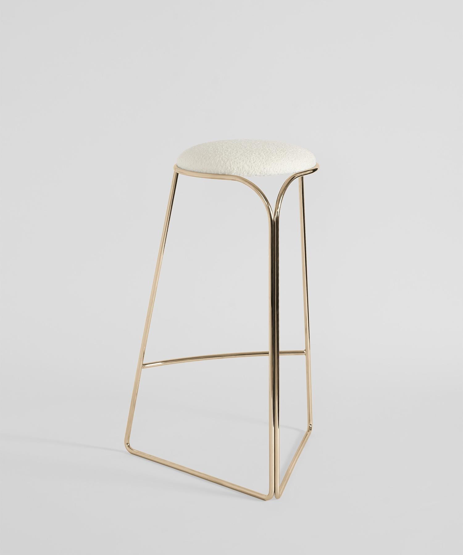 Minimalist set of 4 Flow Gold Counter Stool by Enrico Girotti in COL For Sale