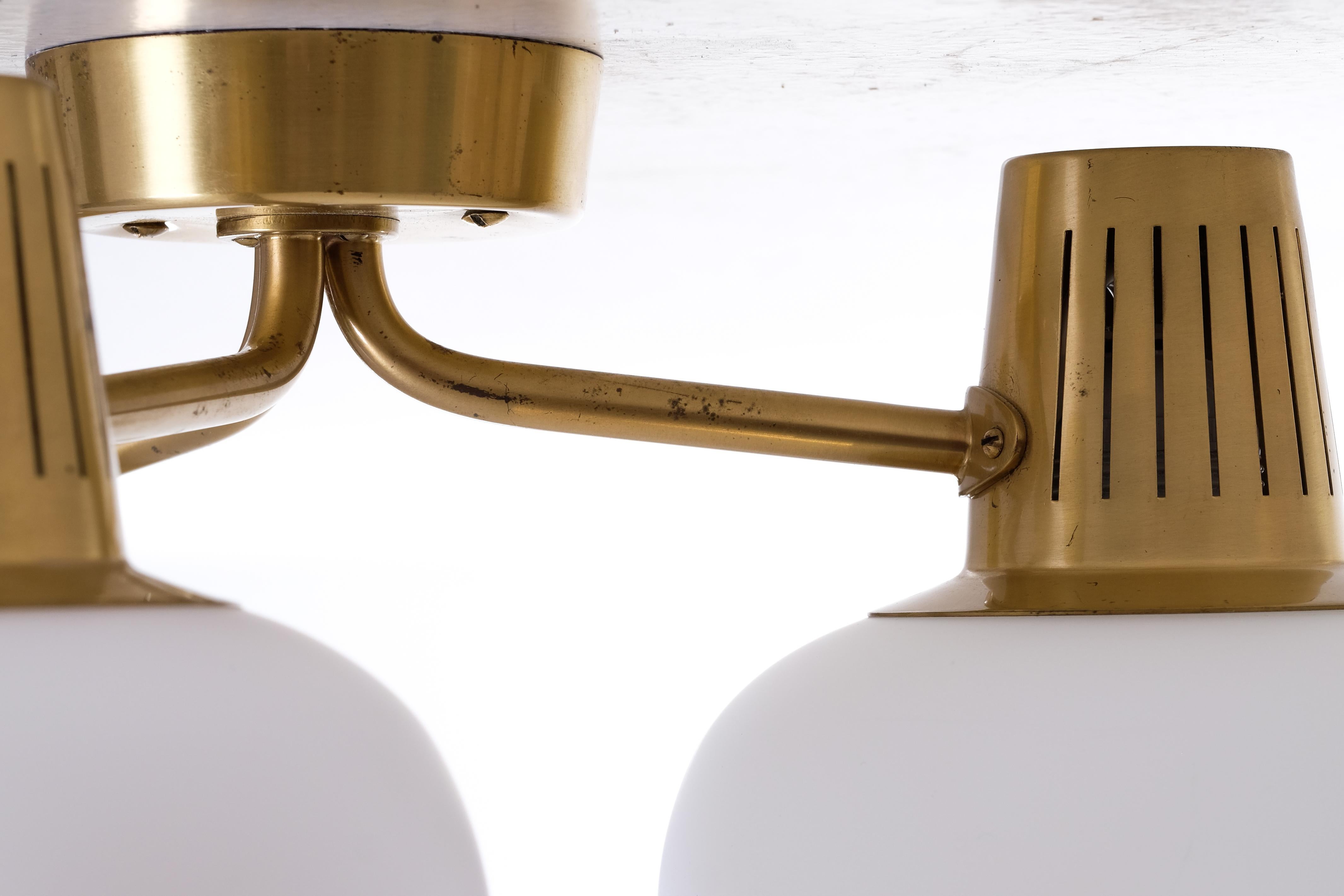 Mid-20th Century Set of 3 Flush Mount Ceiling Lights by Hans Bergström, 1950s For Sale