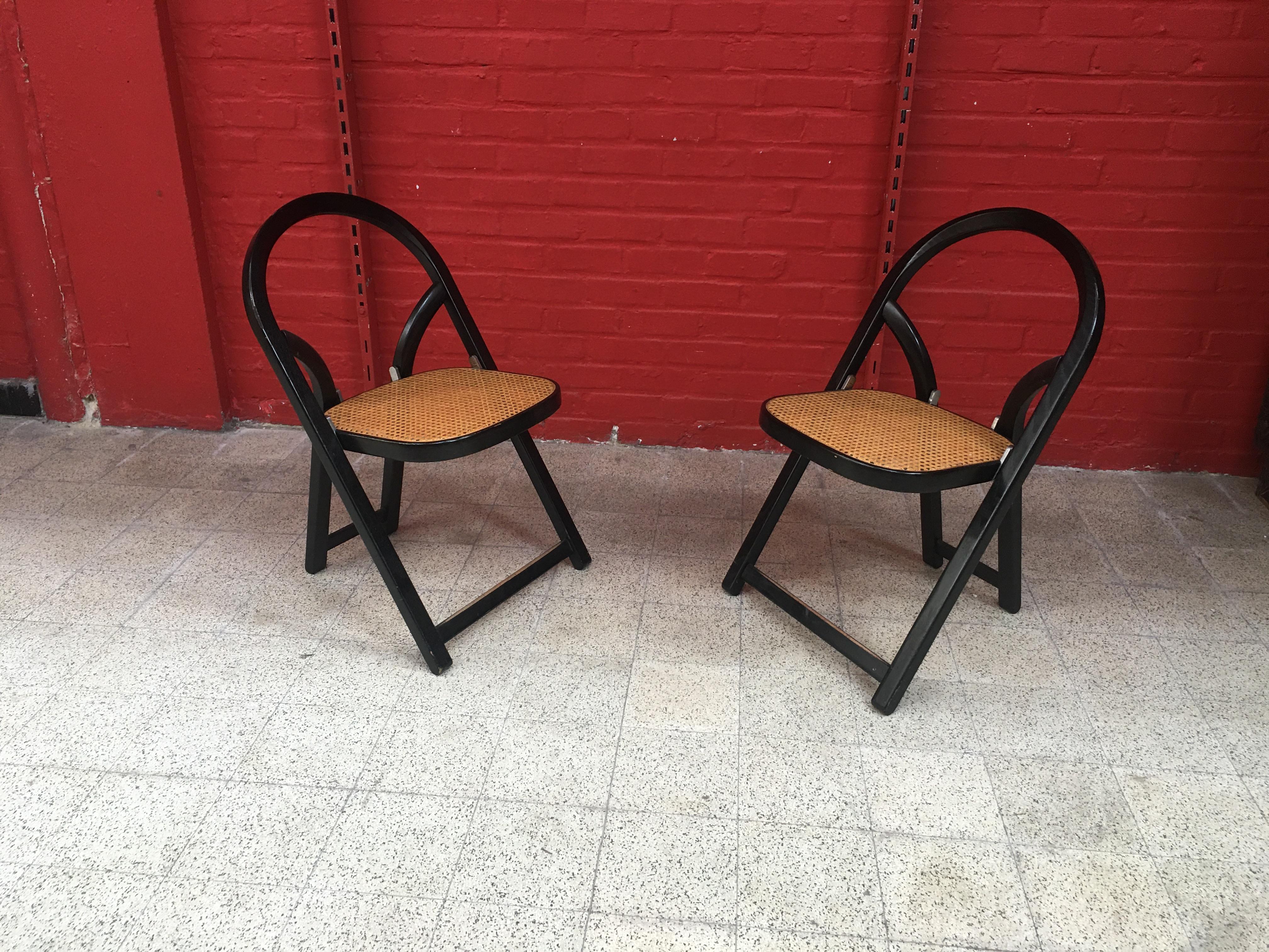 Mid-Century Modern  4 Folding Chairs Arca by Gigi Sabadin Created in 1974 for Crassevig For Sale