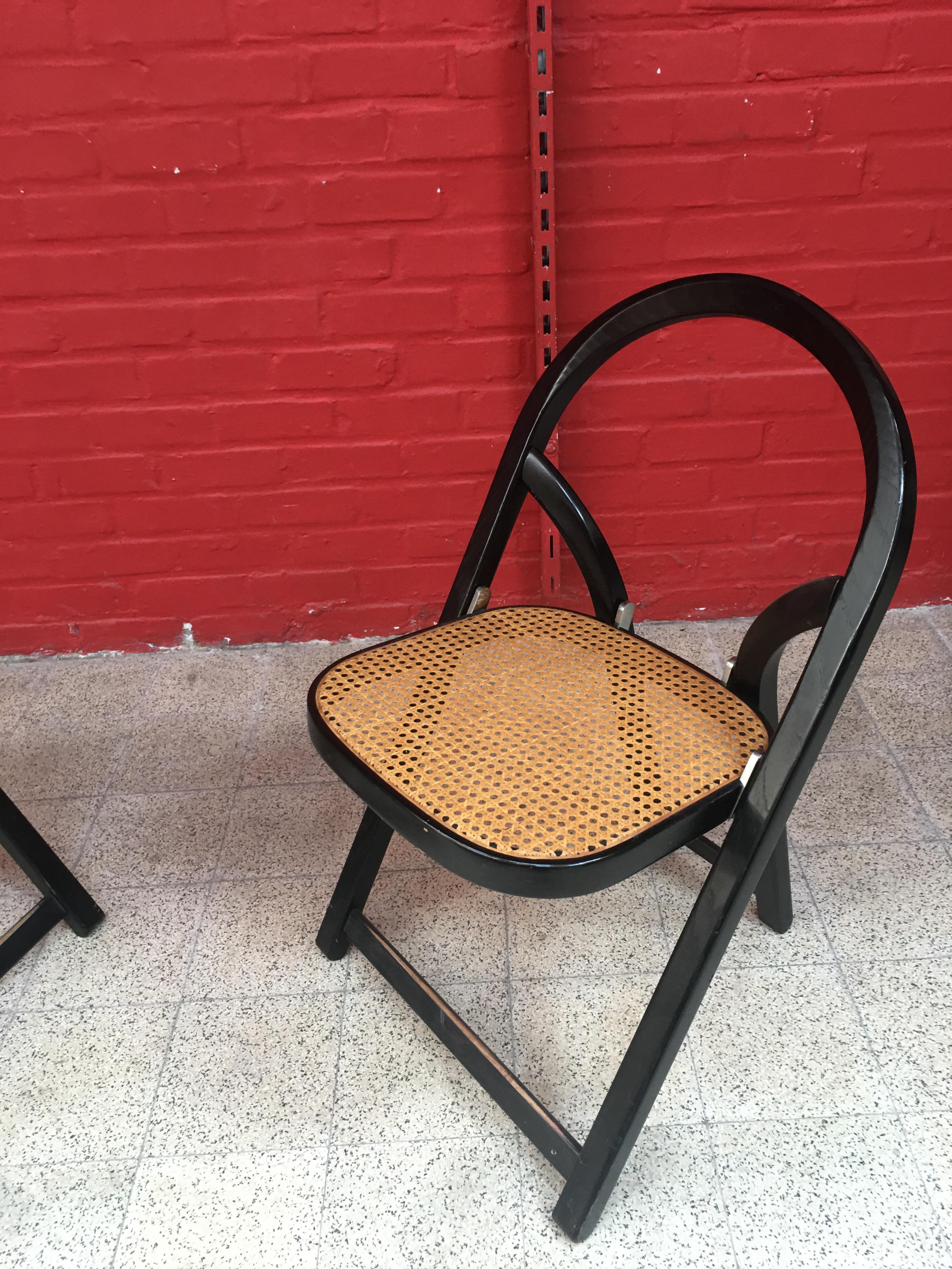 Italian  4 Folding Chairs Arca by Gigi Sabadin Created in 1974 for Crassevig For Sale