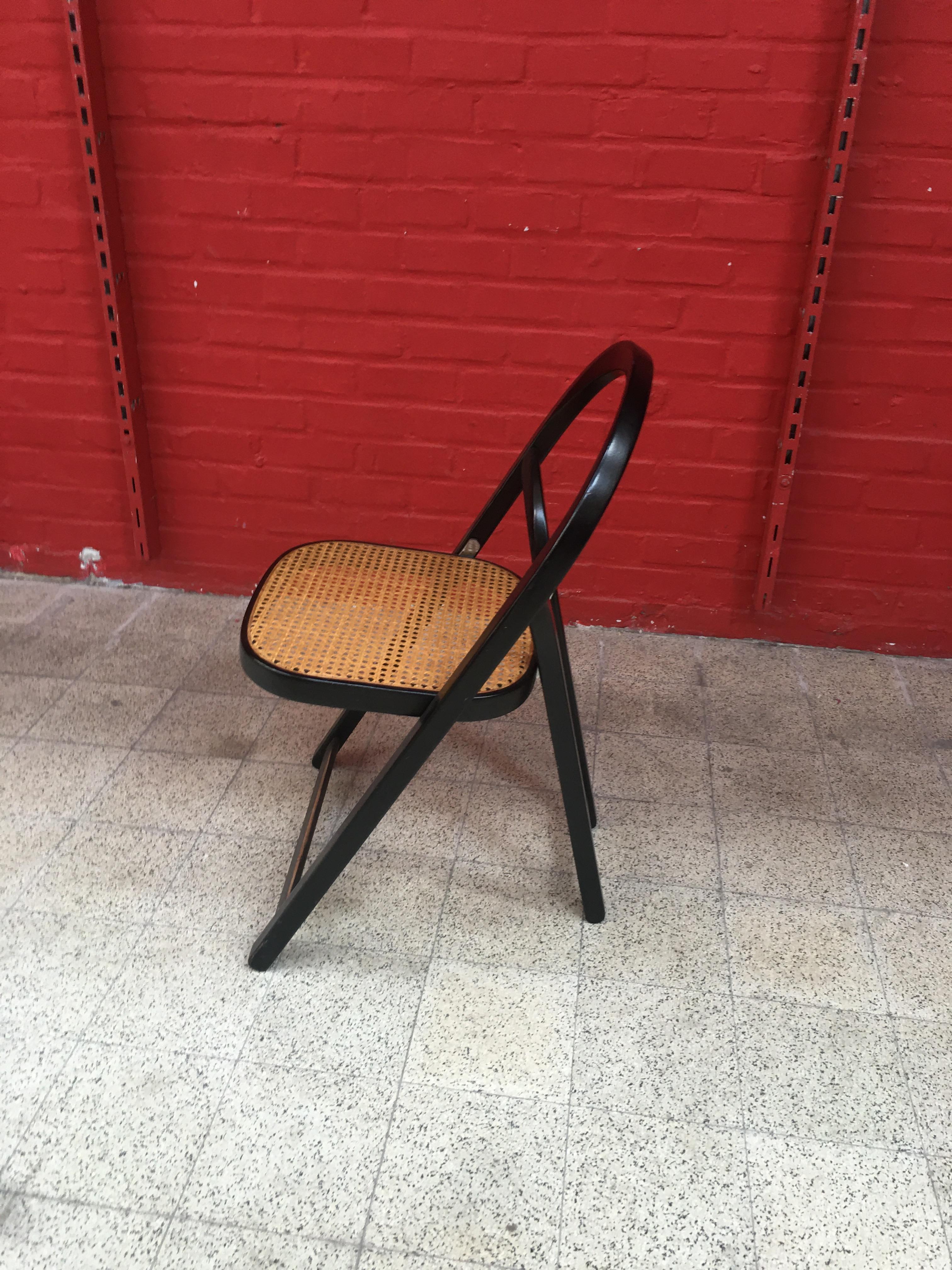  4 Folding Chairs Arca by Gigi Sabadin Created in 1974 for Crassevig In Good Condition For Sale In Saint-Ouen, FR