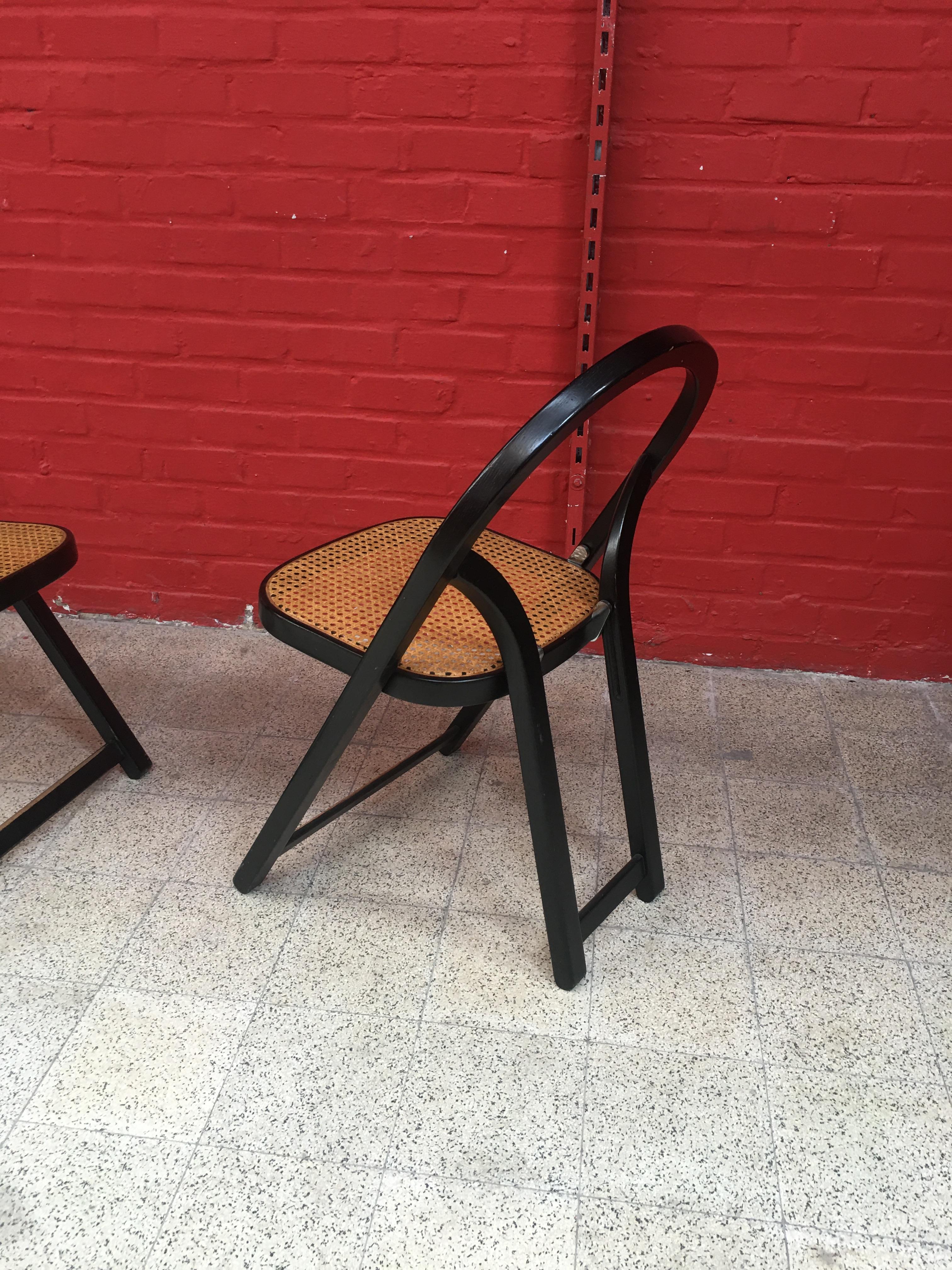 Frêne 4 Chaises pliantes Arca de Gigi Sabadin Créées en 1974 pour Crassevig en vente