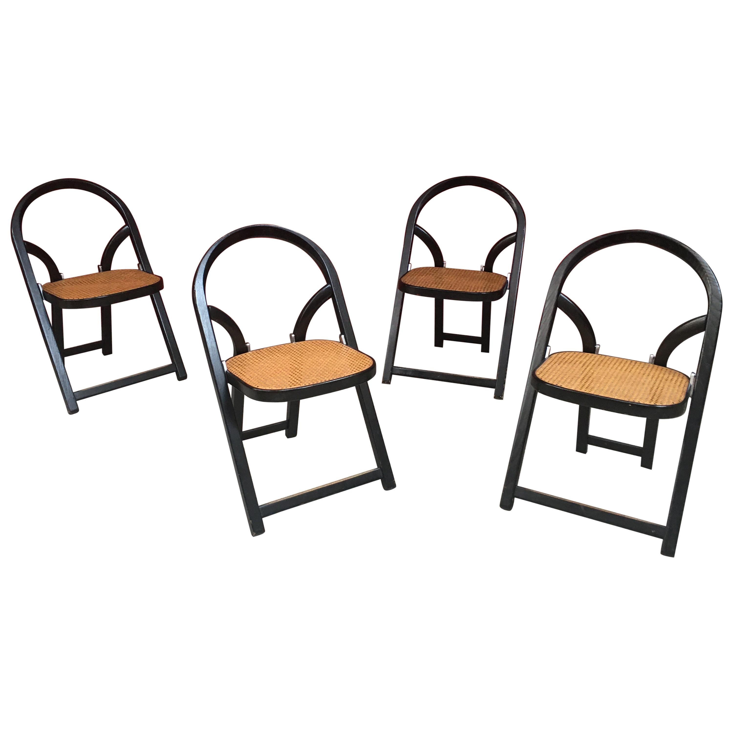  4 Folding Chairs Arca by Gigi Sabadin Created in 1974 for Crassevig