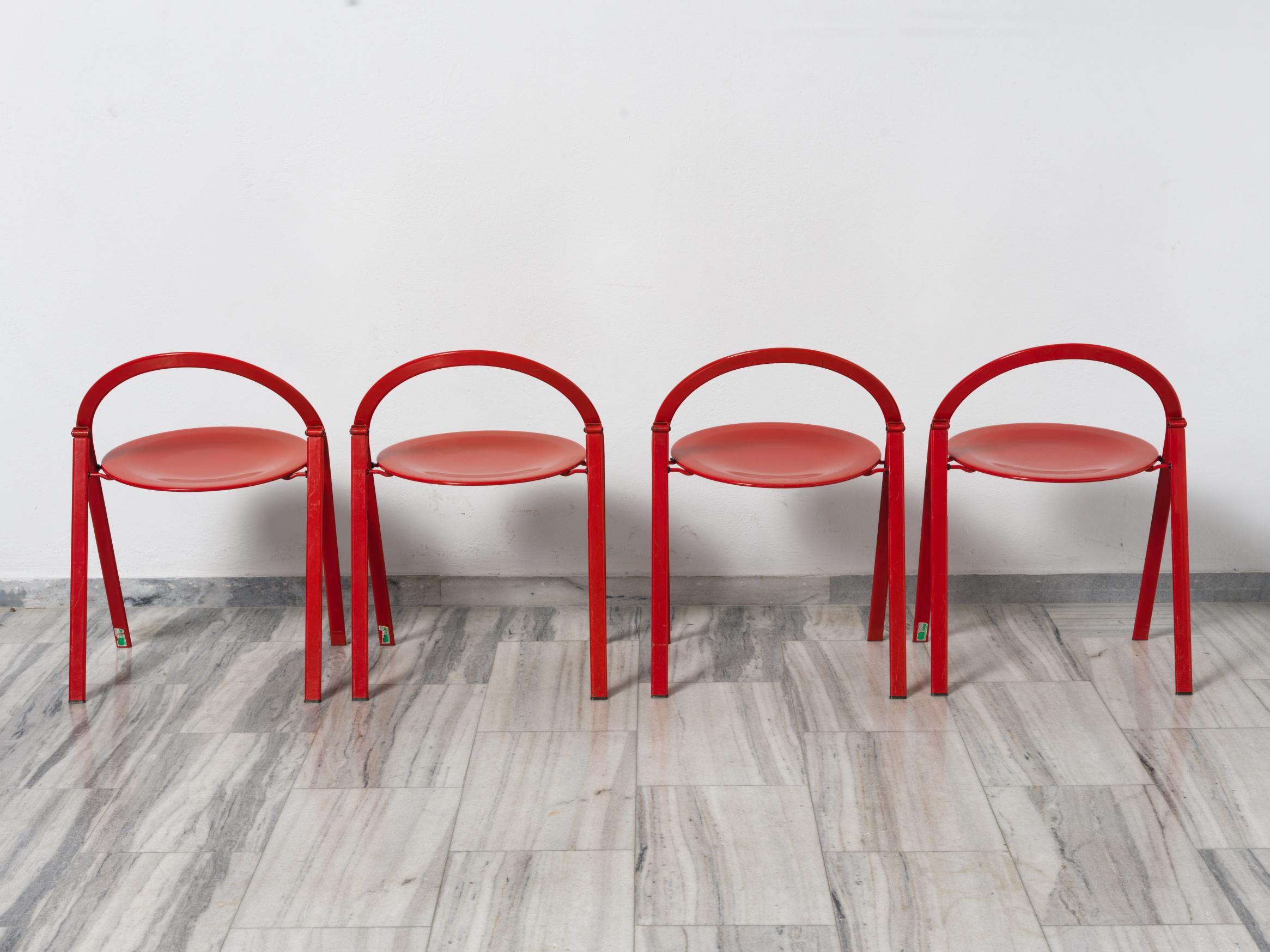 Late 20th Century Set of 4 folding chairs by Giorgio Cattelan for Cidue, Italy 1970s For Sale