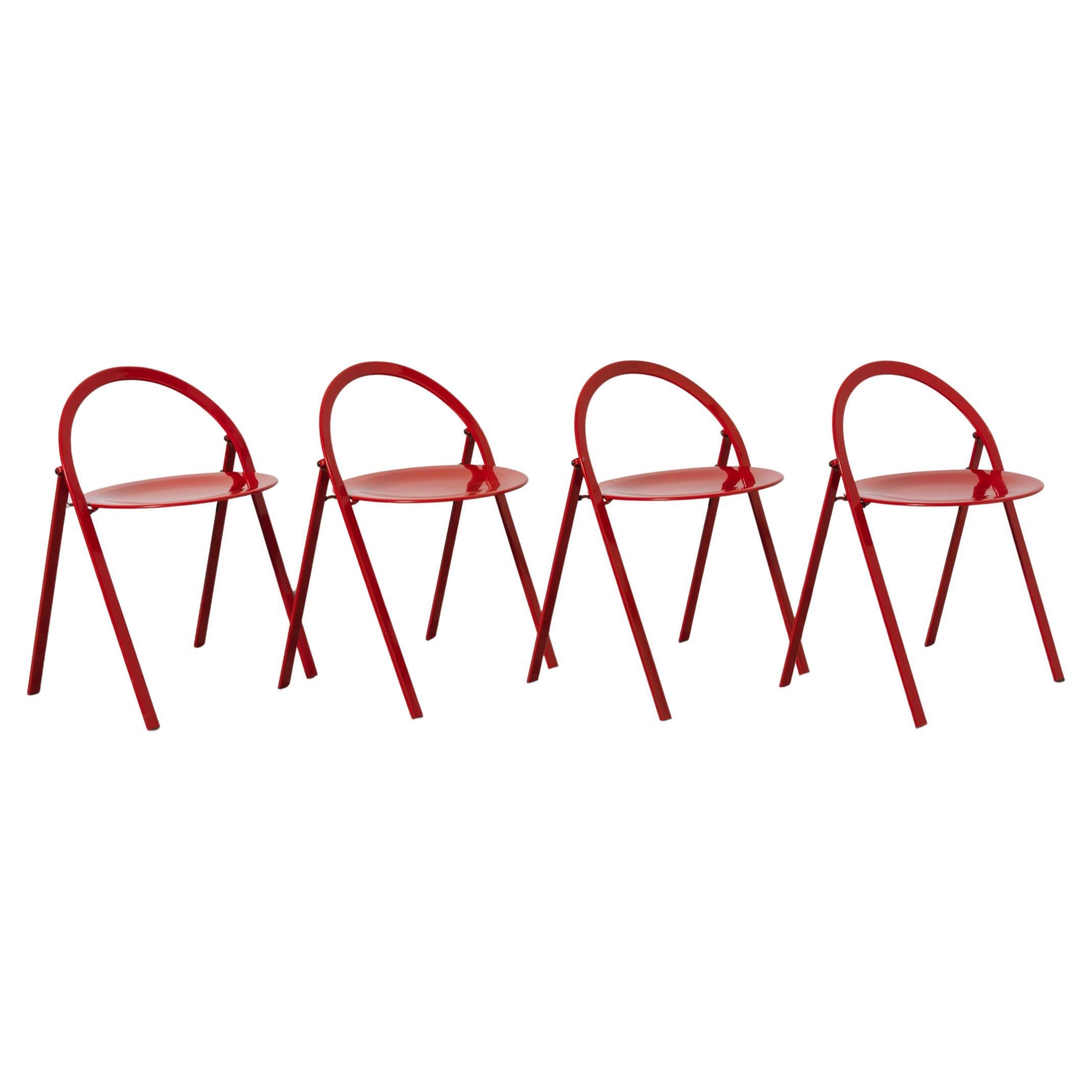 Set of 4 folding chairs by Giorgio Cattelan for Cidue, Italy 1970s For Sale