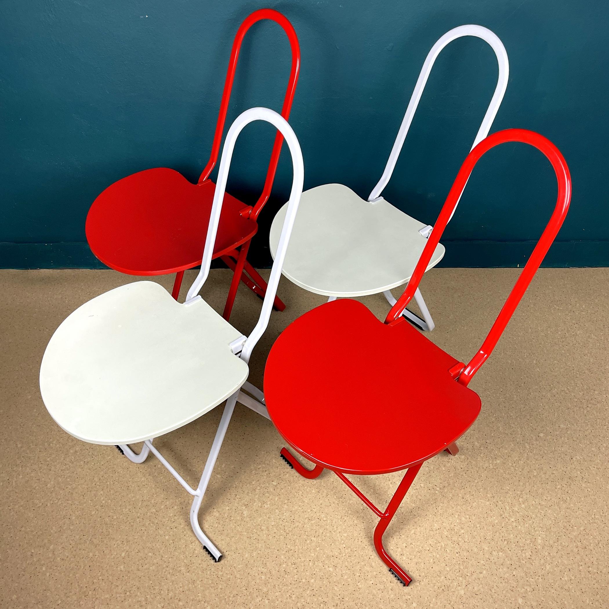 Set of 4 Folding Chairs Dafne by Gastone Rinaldi for Thema Italy 1980s For Sale 4