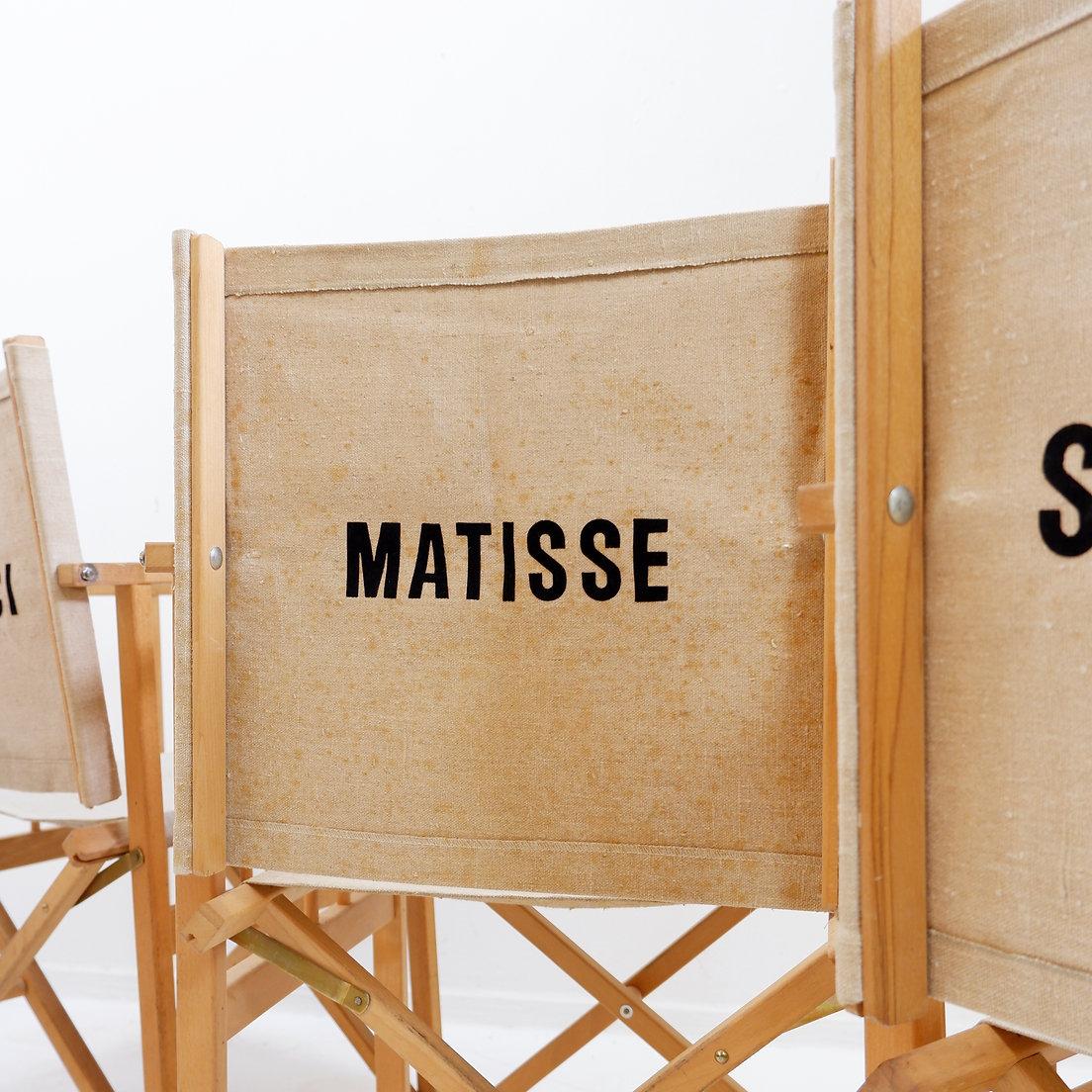 Set of 4 folding chairs in oak and cotton canvas For Sale 6