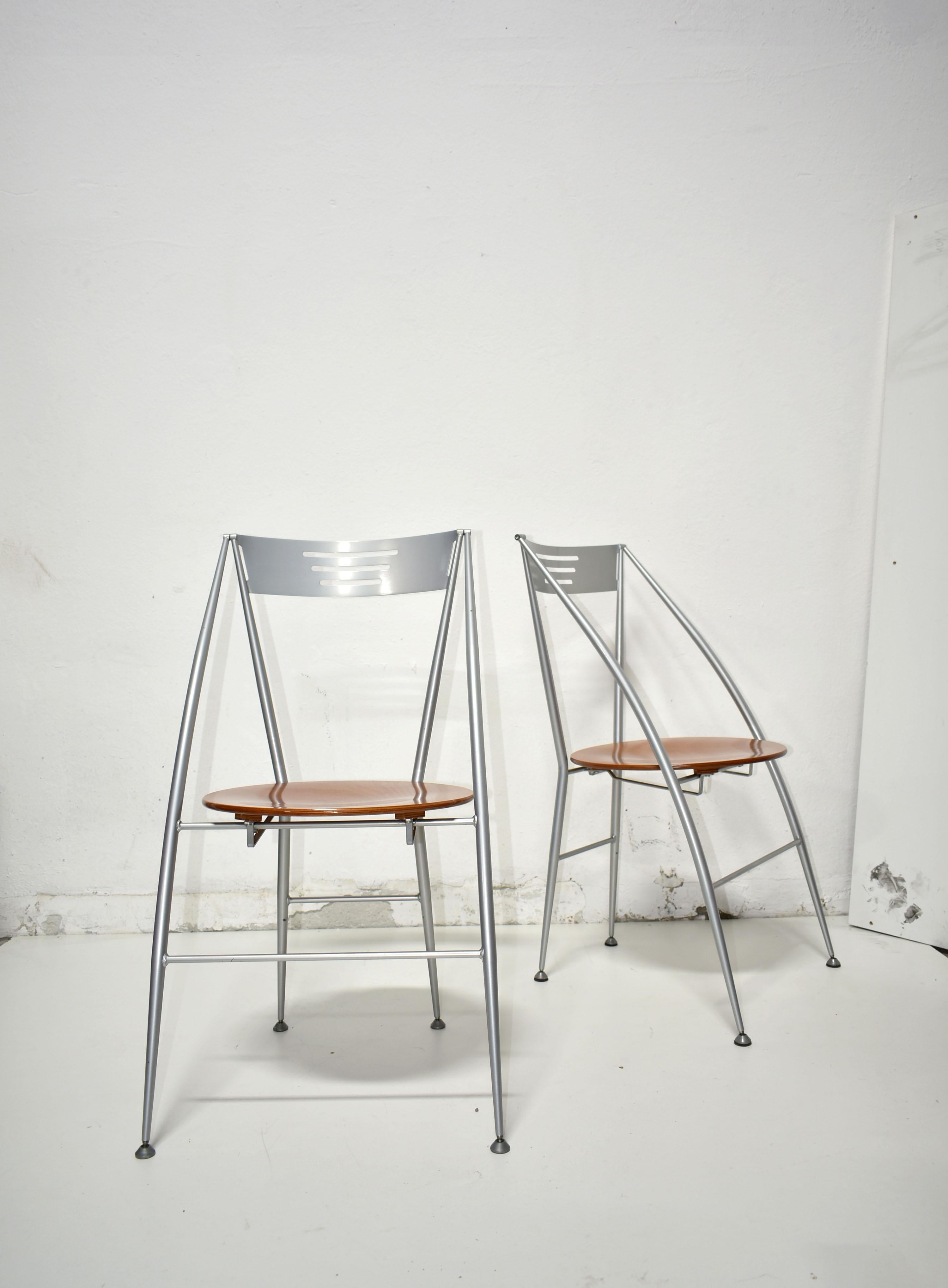 Set of 4 Folding Dining Chairs, Italy 1980s, Postmodern Design 1