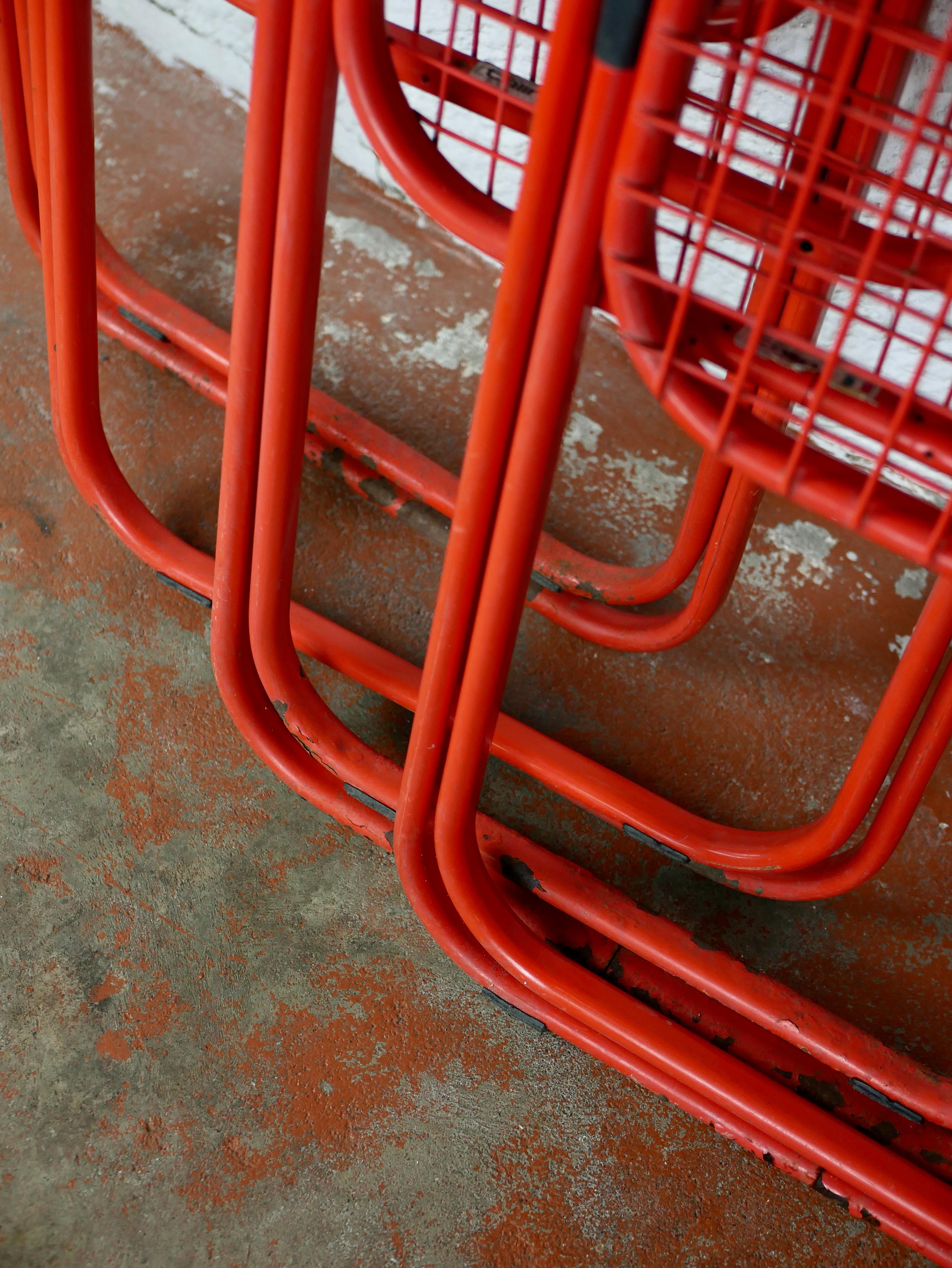 Set of 4 Folding Red Chairs by Talin, Italy, 1980s 2