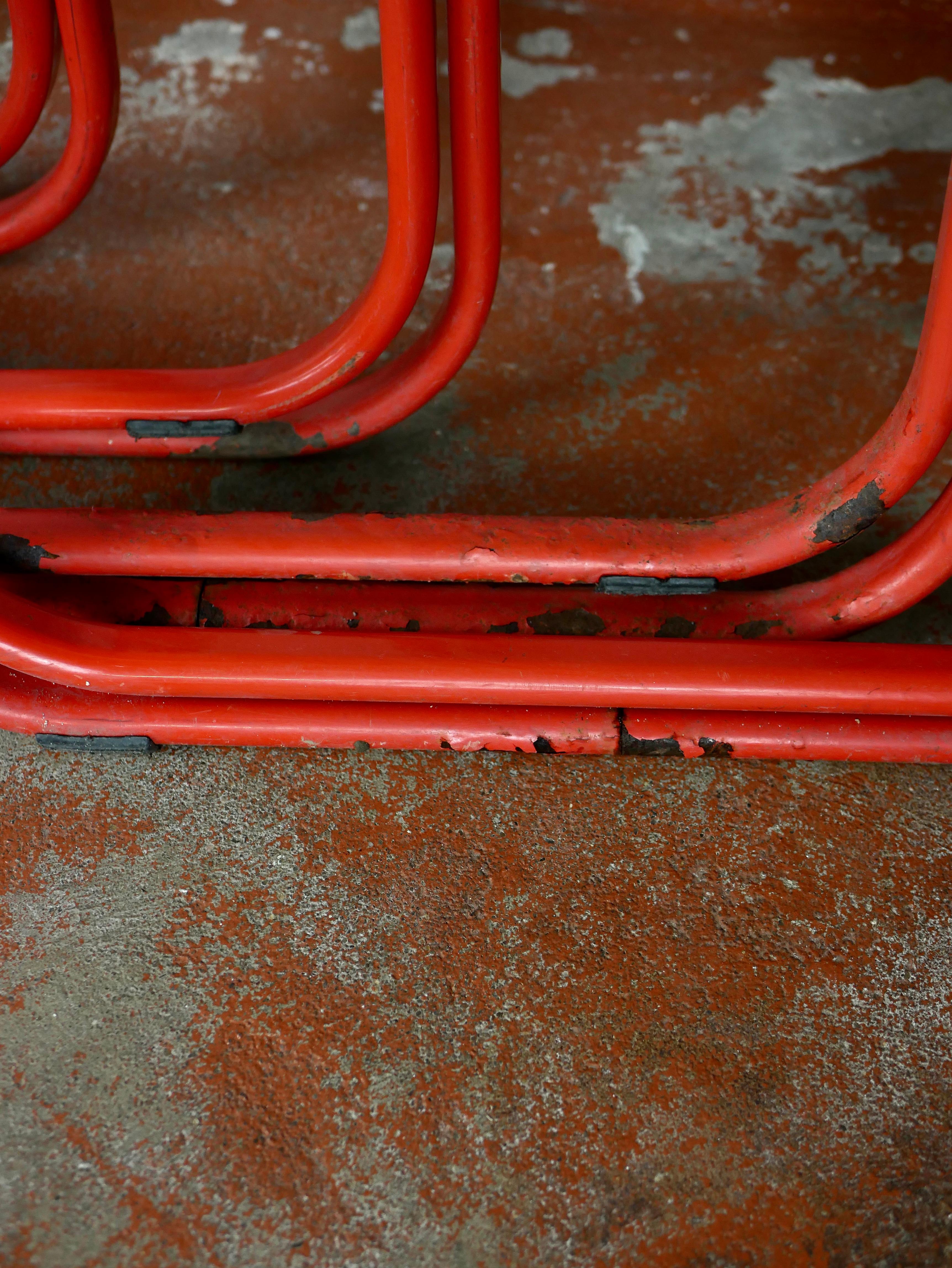 Set of 4 Folding Red Chairs by Talin, Italy, 1980s 3