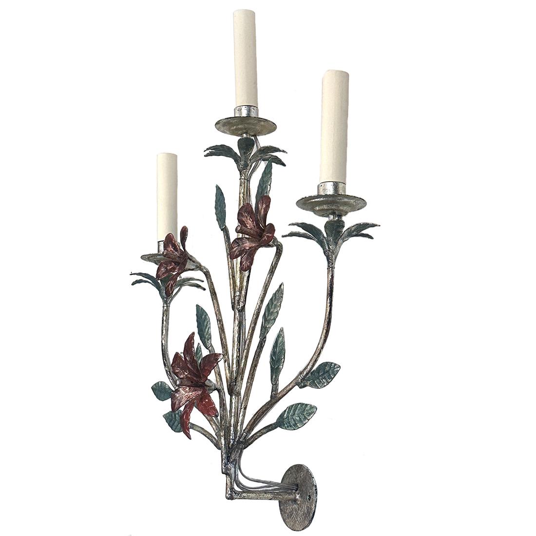 Foglia d’argento Set di 4 lampade a fogliame, vendute a coppie in vendita