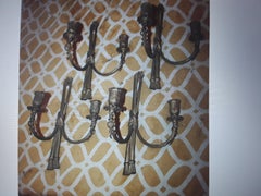 Set of 4 FOUR 19thc. French Neoclassical style Bronze Ribbon Swag Wall Sconces