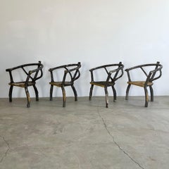 Set of 4 Faux Bois Concrete Chairs, 1960s France