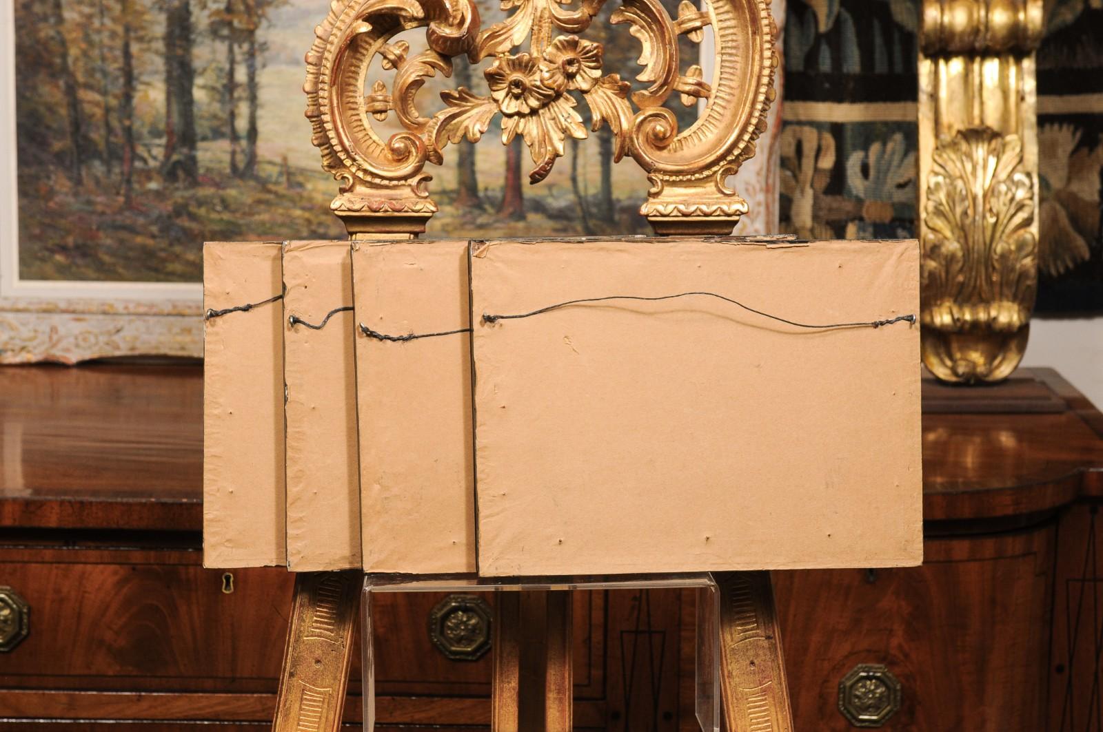 Ensemble de 4 textiles encadrés du XVIIIe siècle représentant les quatre saisons en vente 2