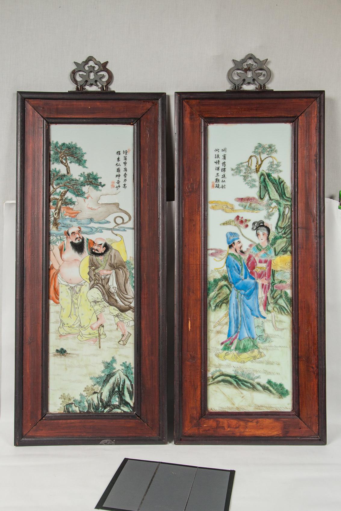 Set of 4 Framed Chinese Porcelain Plaques 2