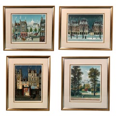 Set of 4 Framed Colored Lithographs by Michel Delacroix "Four Seasons of Love"