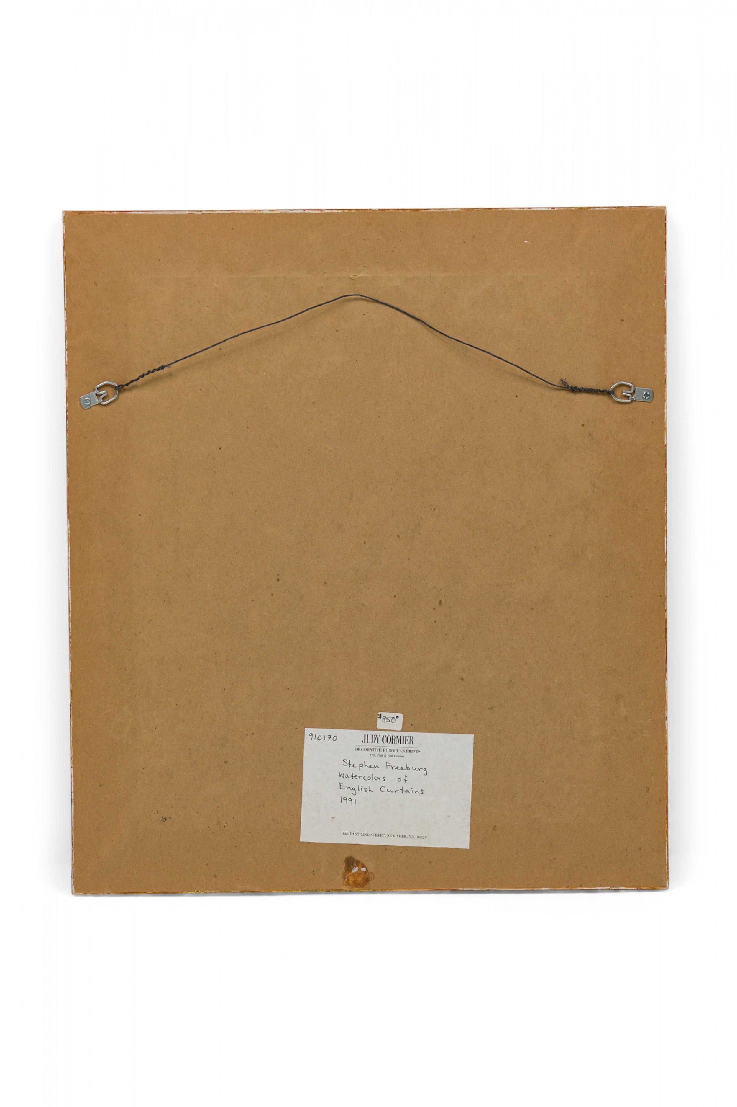 Set di 4 stampe acquerellate inglesi contemporanee incorniciate di tende inglesi In condizioni buone in vendita a Queens, NY