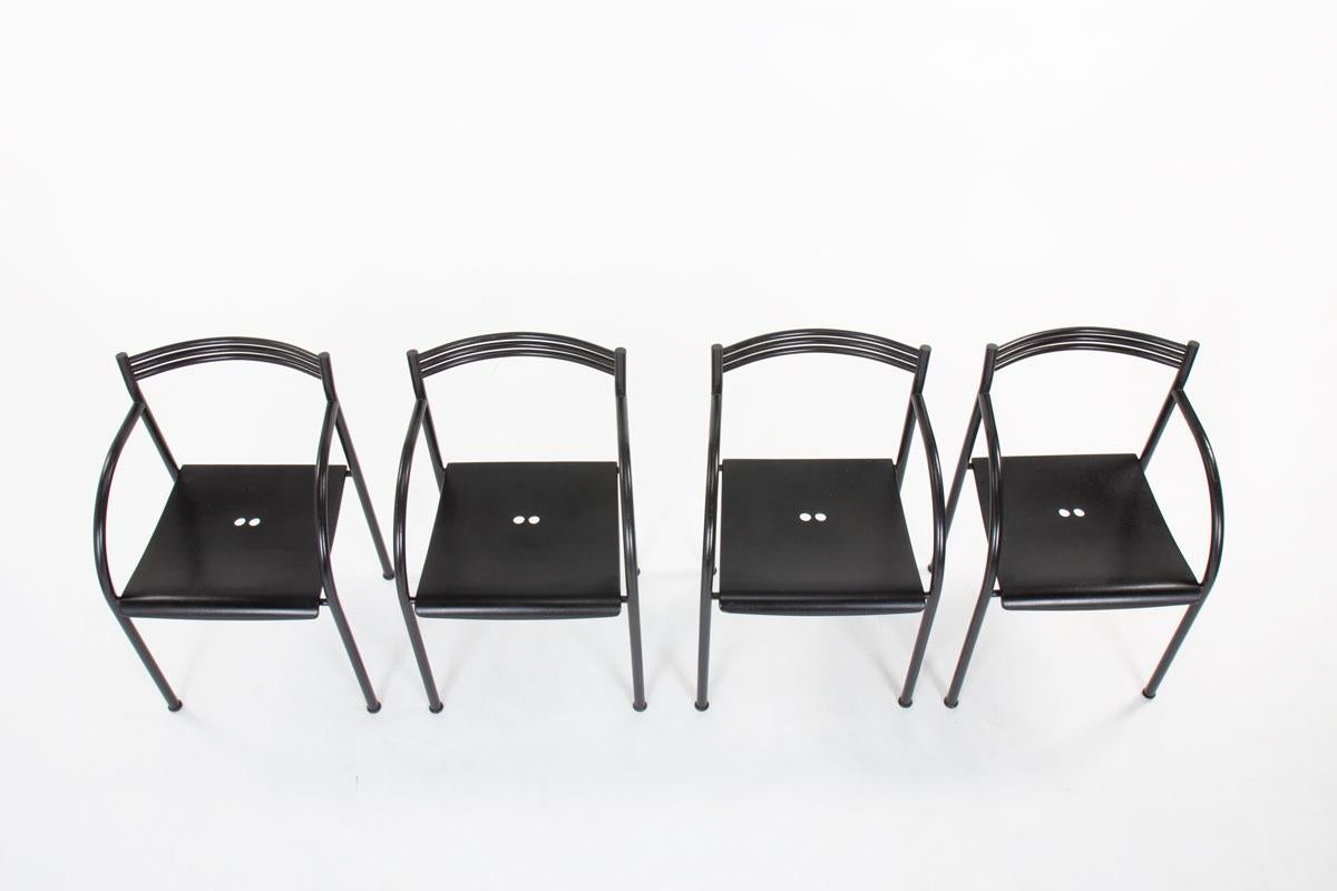 European Set of 4 Francesca Spanish chairs by Philippe starck for Baleri Italia, 1984 For Sale