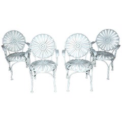 Set of 4 Francois Carre French Style Sunburst Garden Armchairs