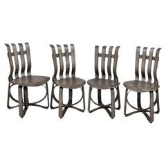 Set of 4 Frank Gehry for Knoll "Hat Trick" Bentwood Dining Chairs, Smoked Gray