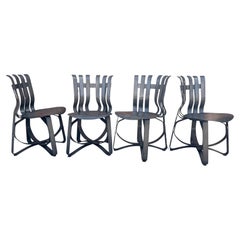 Set of 4 Frank Gehry for Knoll "Hat Trick" Bentwood Dining Chairs, Smoked Gray