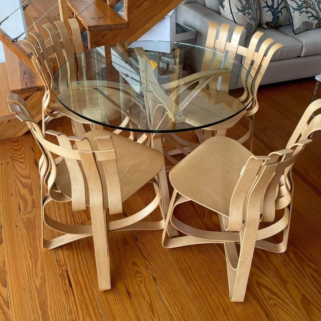 Post-Modern Set of 4 Frank Gehry for Knoll Hat Trick Dining Chairs