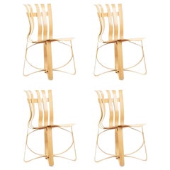 Set of 4 Frank Gehry for Knoll Hat Trick Dining Chairs