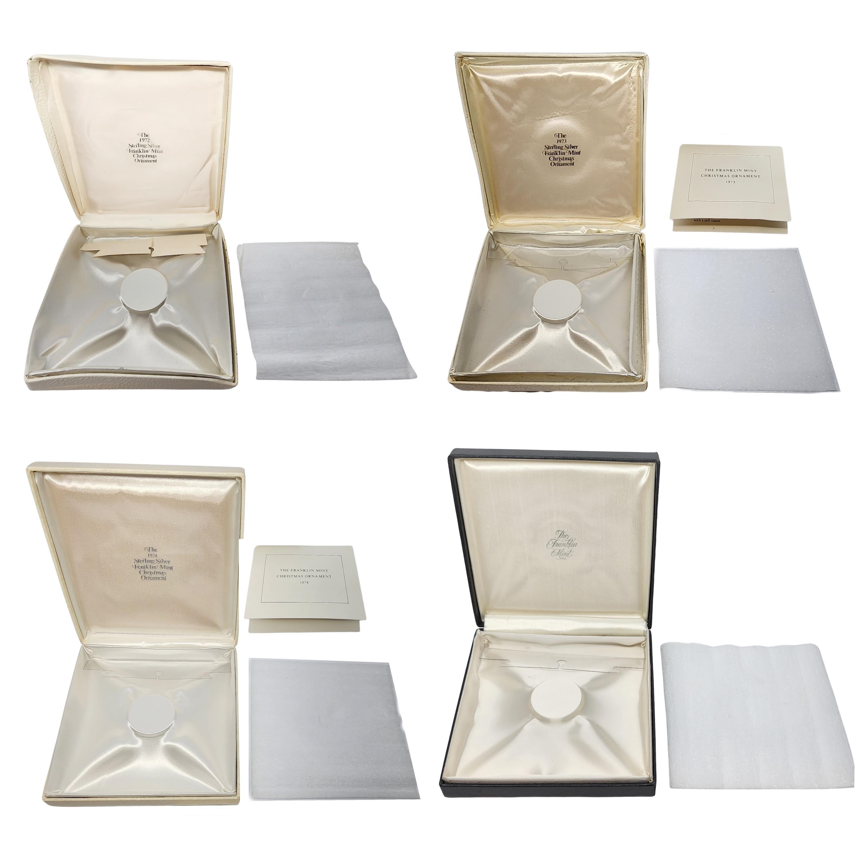 Set von 4 Franklin Mint Sterling Silber Weihnachts Carol Ornamente mit Boxen #15800, Franklin Mint im Angebot 5