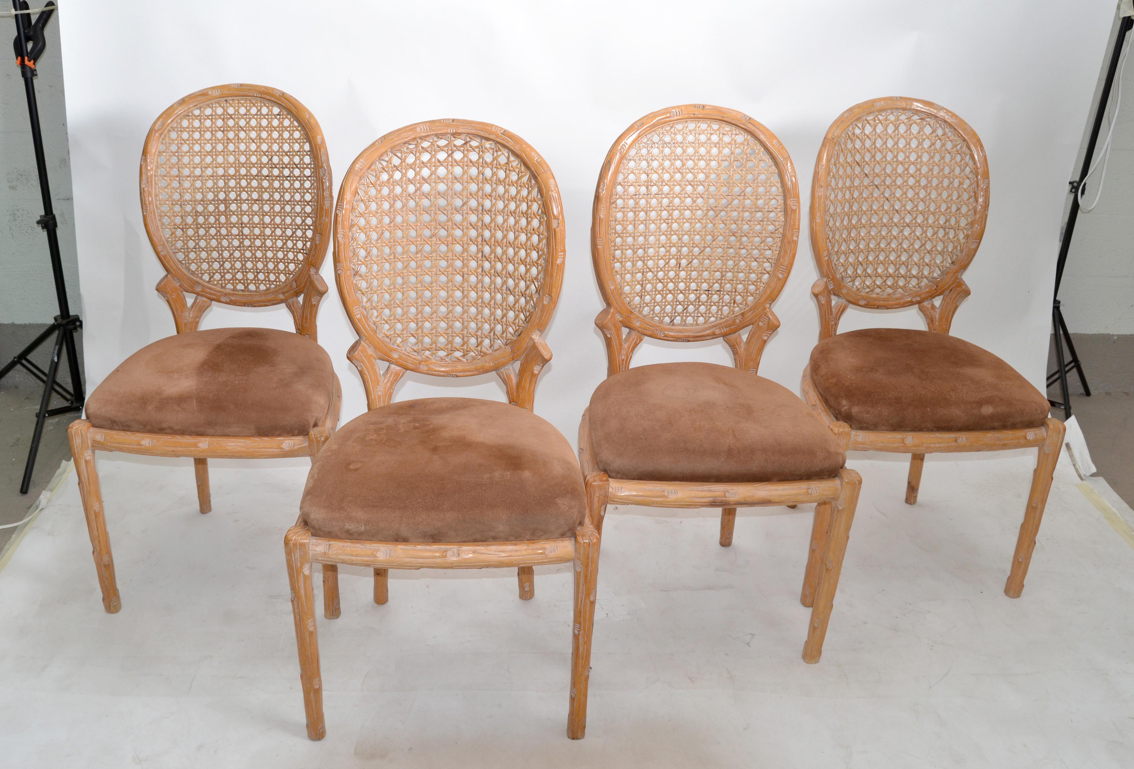 Set of 4 Fratelli Boffi Milano Wood & Cane Dining Chairs Mid-Century Modern 1970 3