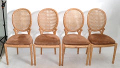 Set of 4 Fratelli Boffi Milano Wood & Cane Dining Chairs Mid-Century Modern 1970