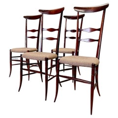 Set of 4 Fratelli Legaggi Chiavari Wing Back "Super Leggera" Ladderback Chairs