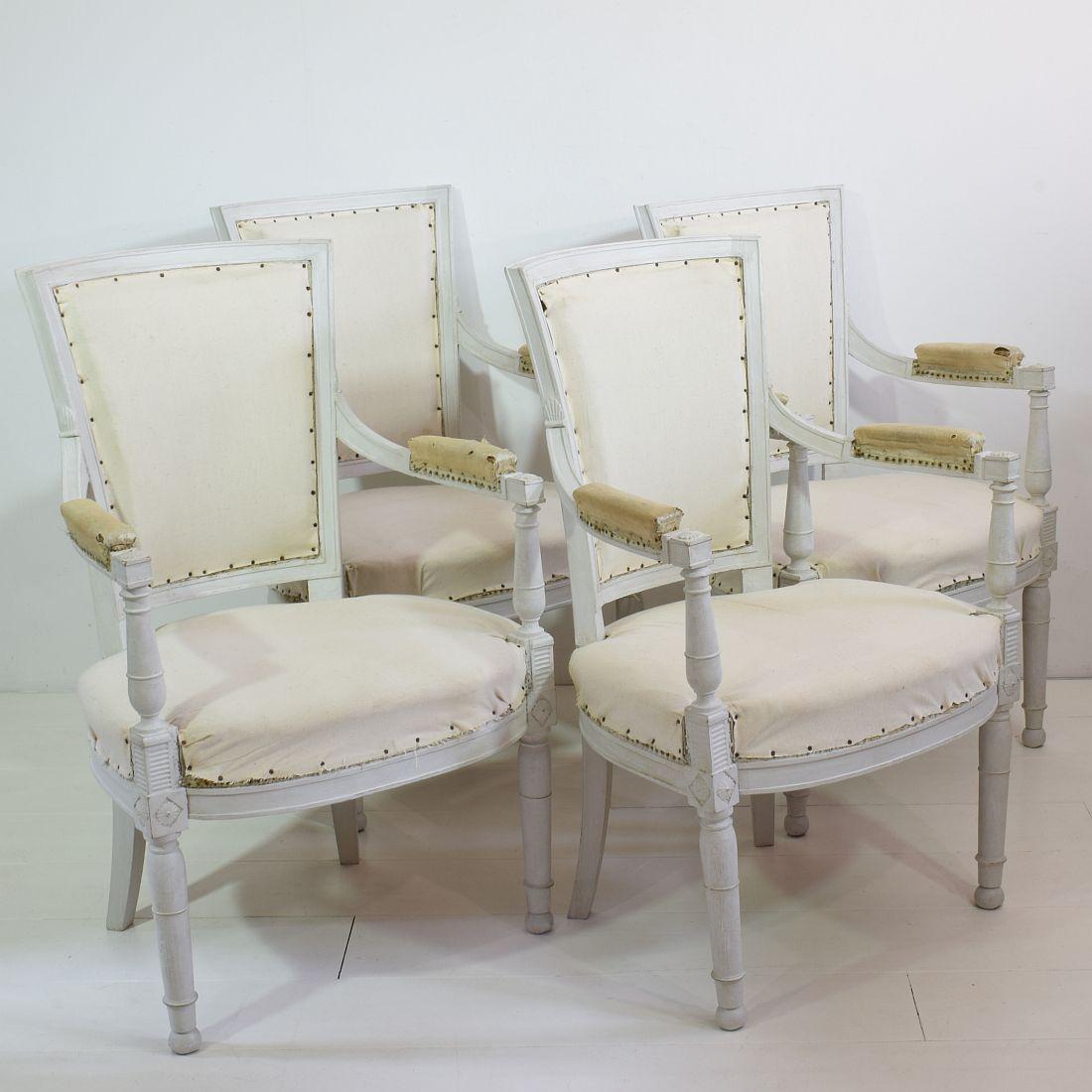 Hand-Crafted Set of 4 French 18th Century Directoire Chairs
