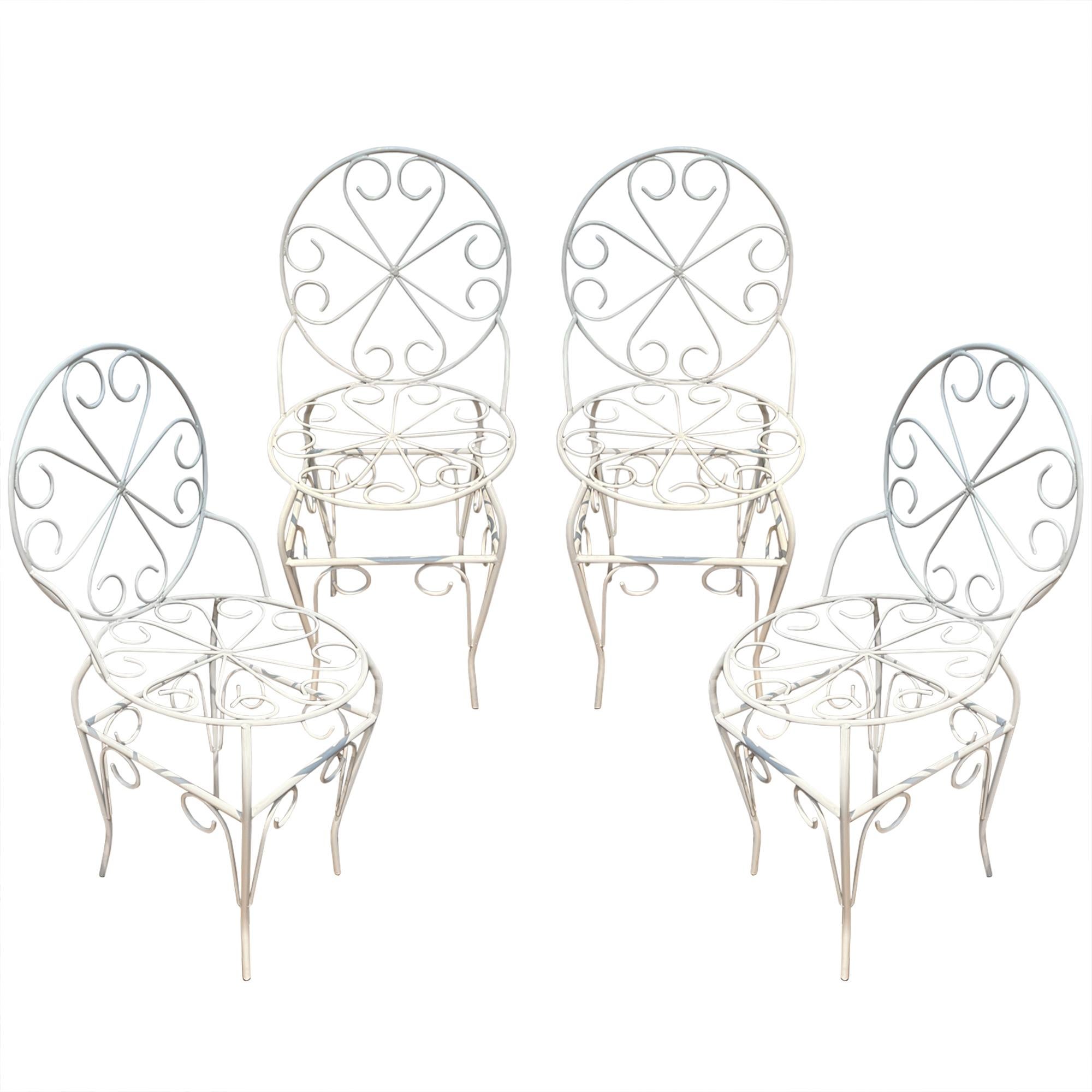 Mid-20th Century Set of 4 French 1950s Decorative Garden Chairs '5 Available' For Sale