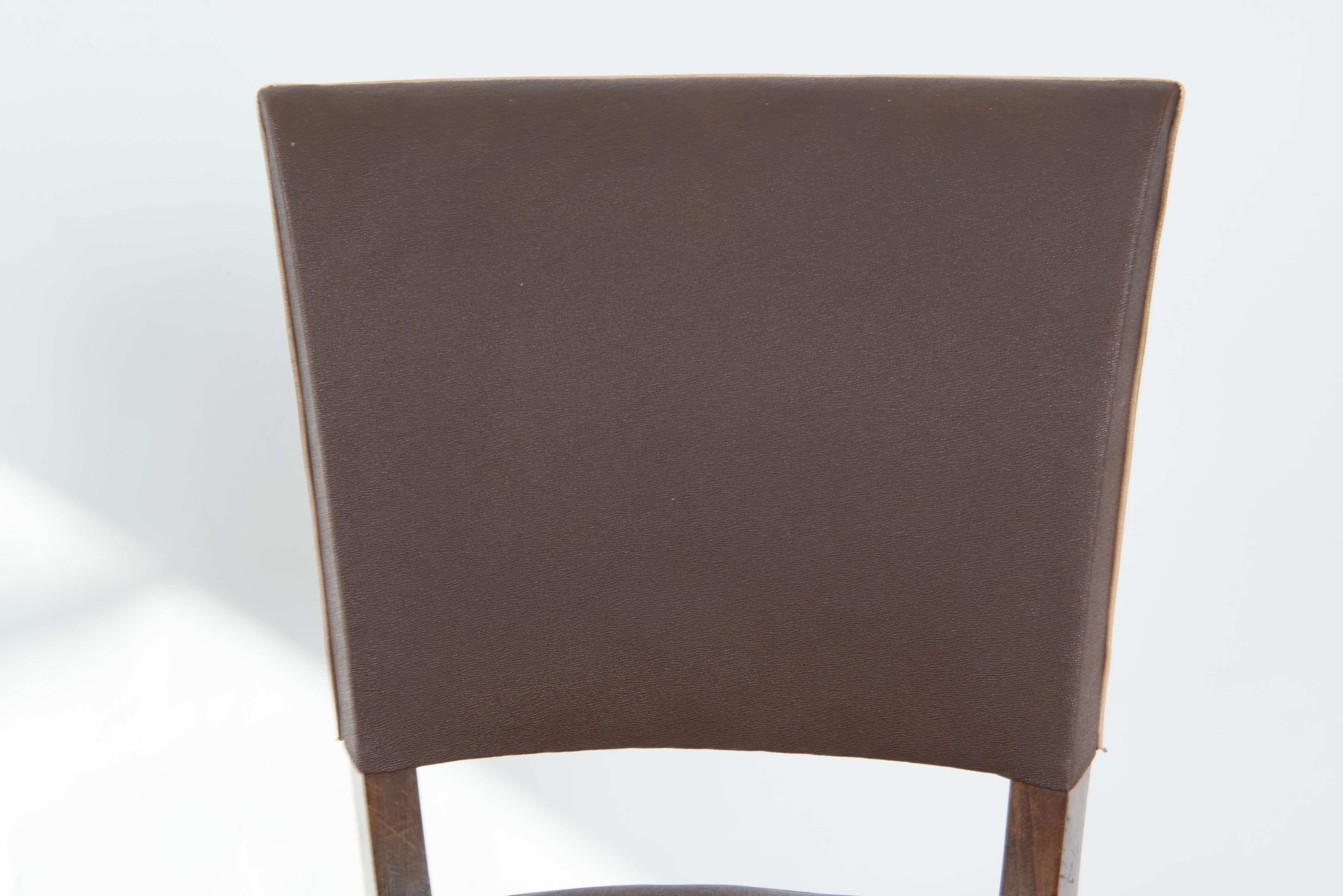 Set of 4 French 1950s Dining Chairs, Brown For Sale 4