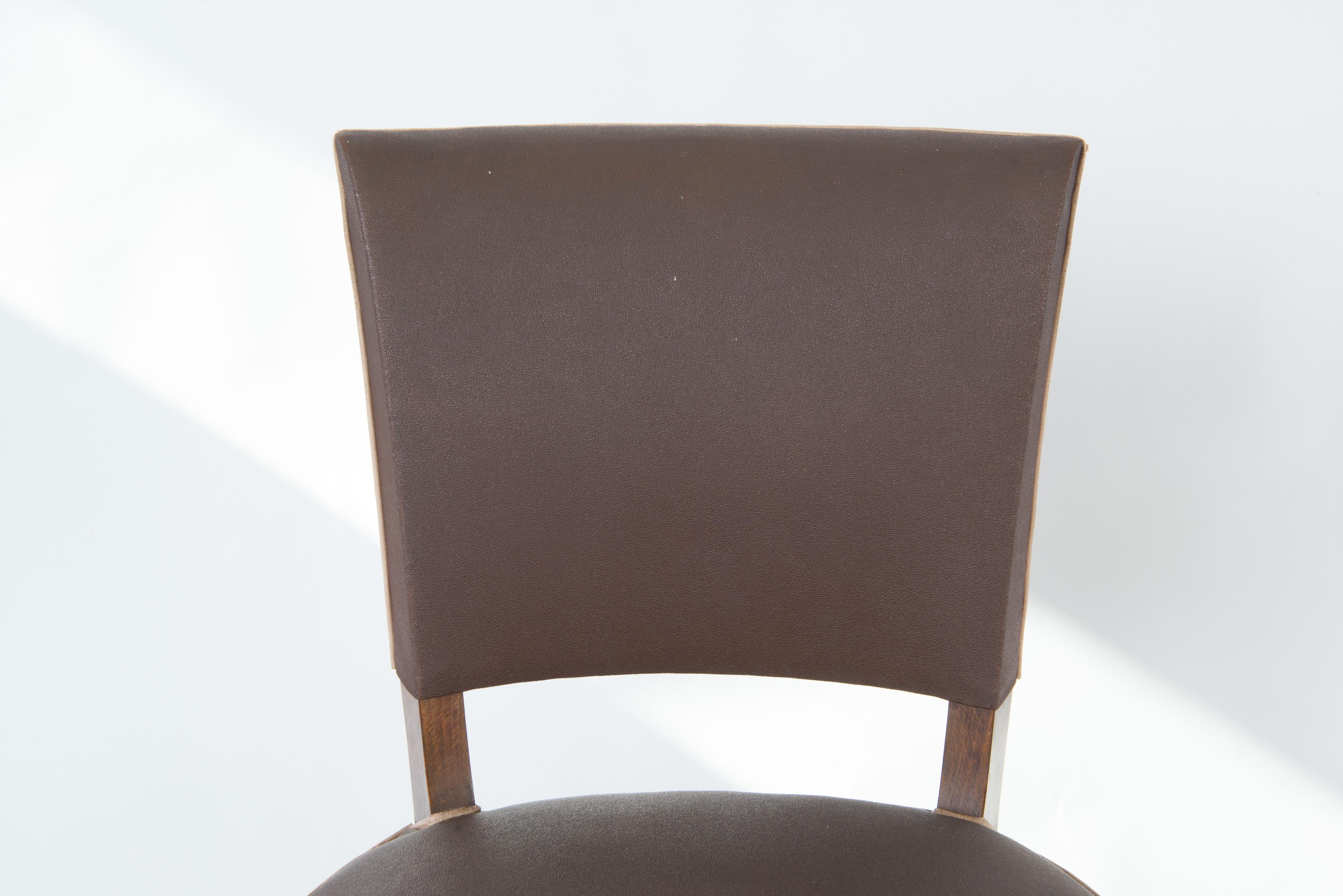 Set of 4 French 1950s Dining Chairs, Brown For Sale 5