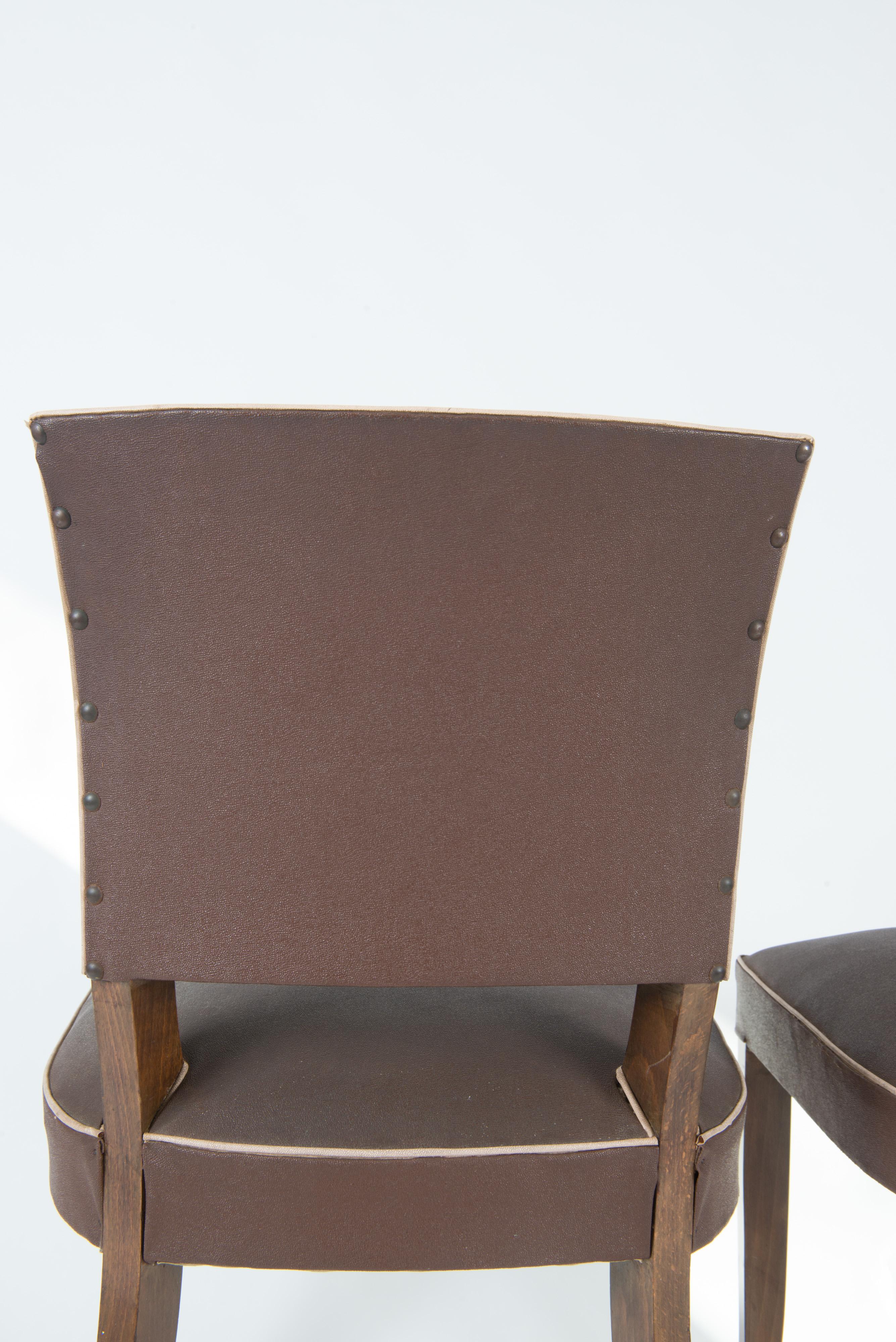 Set of 4 French 1950s Dining Chairs, Brown For Sale 8