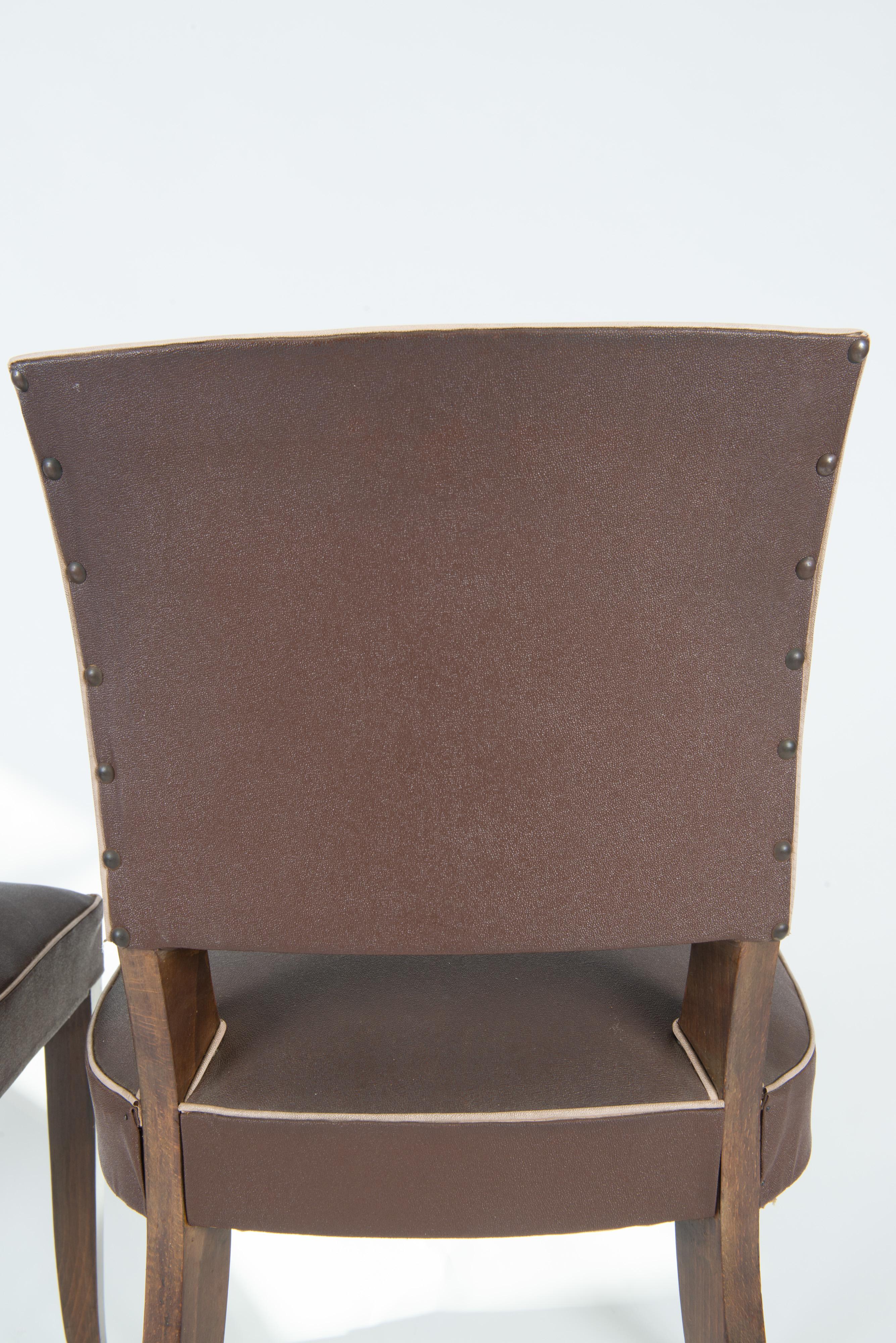 Set of 4 French 1950s Dining Chairs, Brown For Sale 10