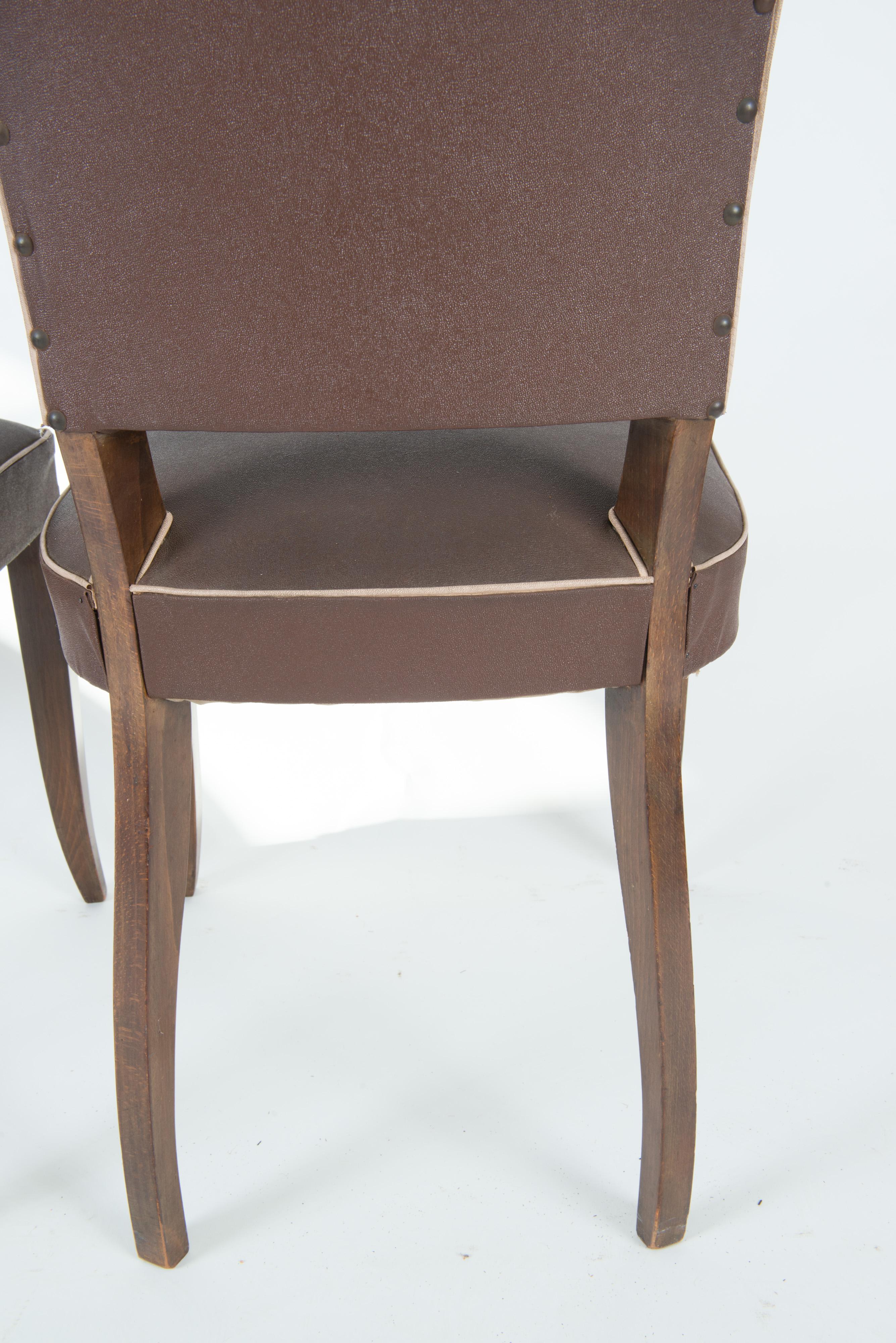 Set of 4 French 1950s Dining Chairs, Brown For Sale 11