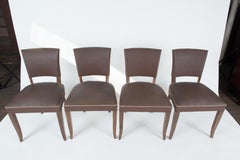 Ensemble de 4 chaises de salle à manger françaises des années 1950, marron