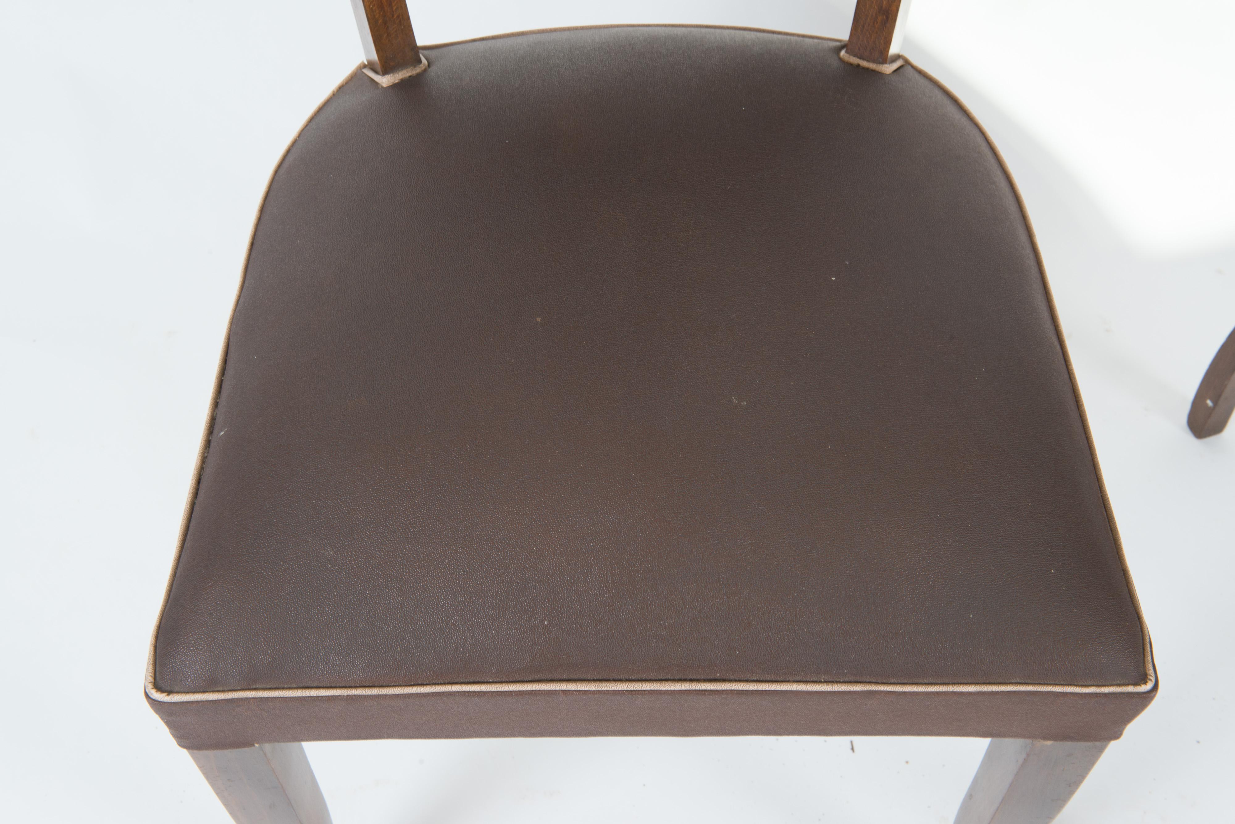 Set of 4 French 1950s Dining Chairs, Brown For Sale 2