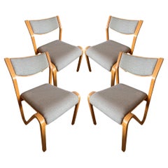 Set of 4 French 1960s Stacking Chairs in the Manner of Alvar Alto